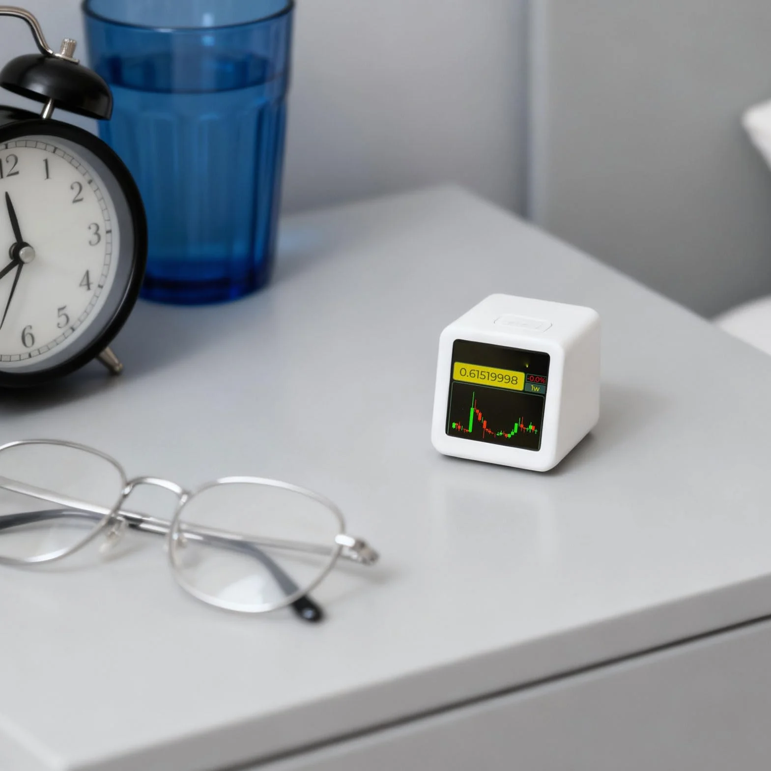 Bewinner Bitcoin Stock Ticker WiFi Crypto Prix en Temps Réel LED Horloge Météo Animation GIF Moniteur Intelligent pour Bureau Table de Nuit BTC ETH (Blanc)