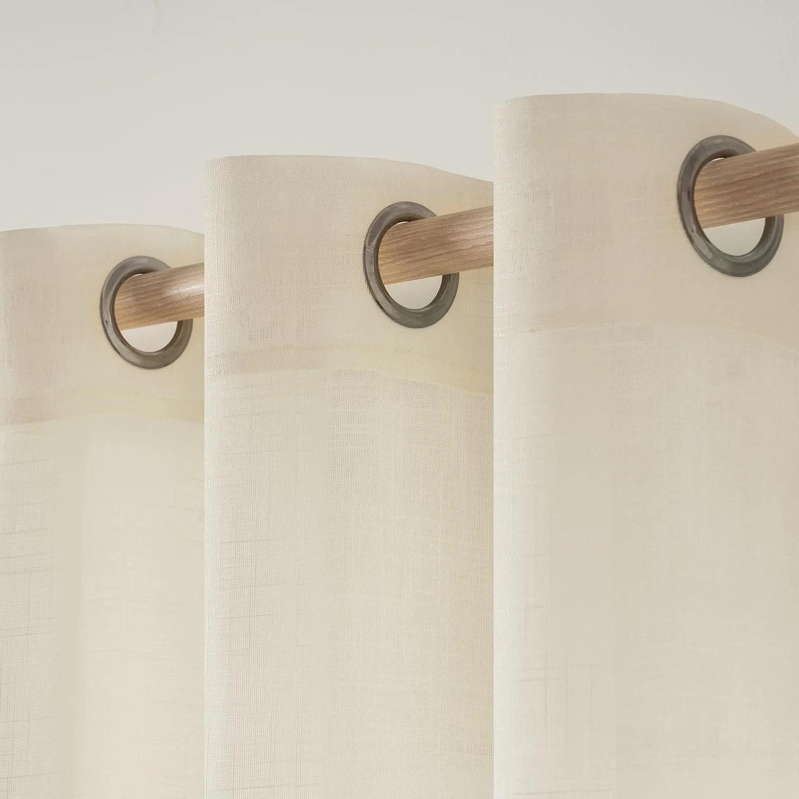 MIULEE Lot de 2 Rideaux Voilages Lin Imitation Transparents 140x200cm Beige léger