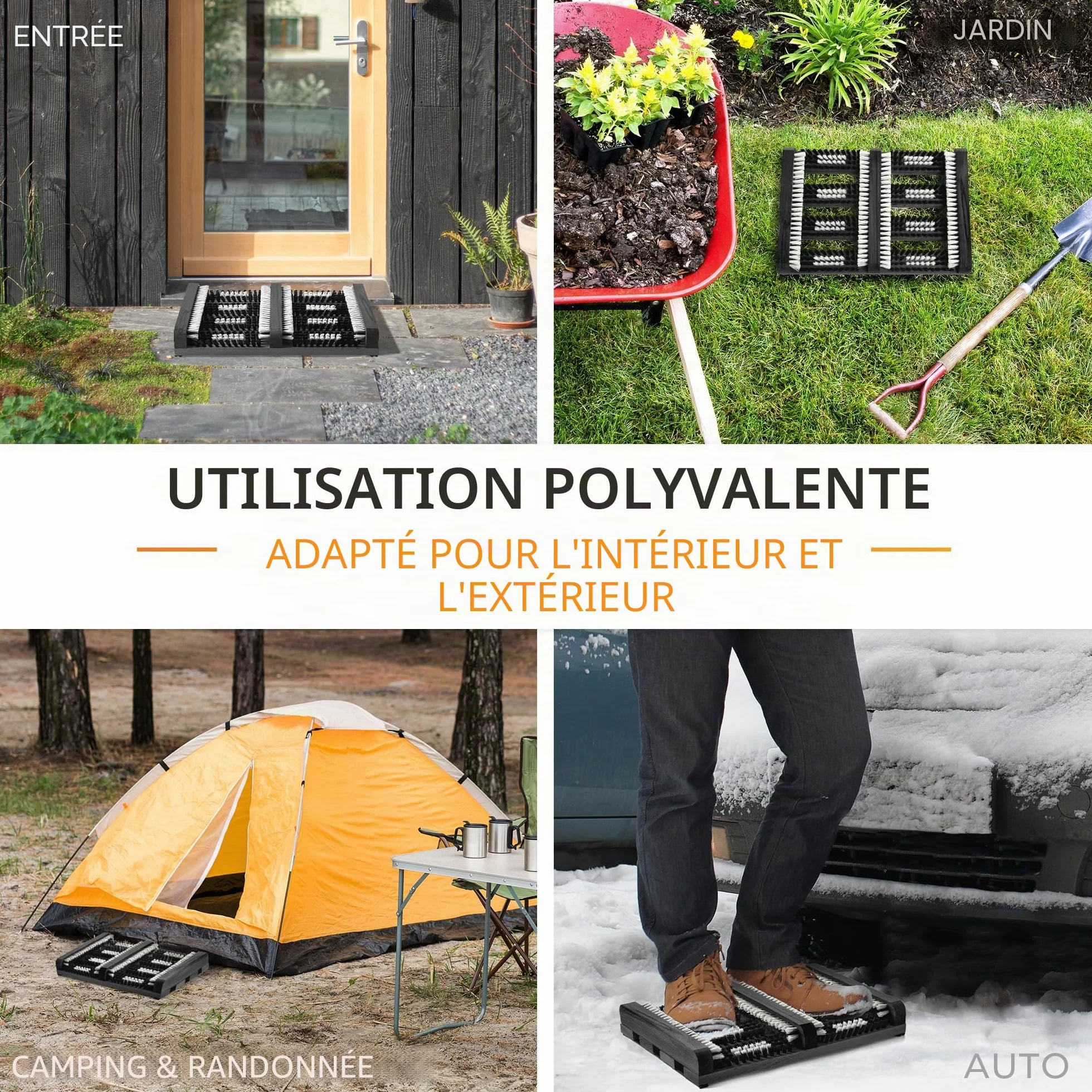 Nettoyant pour chaussures avec tapis antidérapant et brosses puissantes Gris