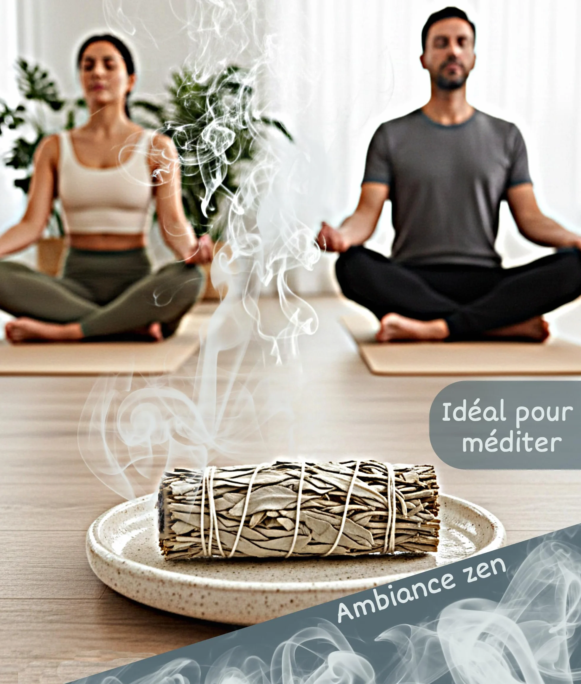 Sauge Blanche Bâton Encens Purification Naturel 10cm Rituel Méditation Yoga Salvia Apiana