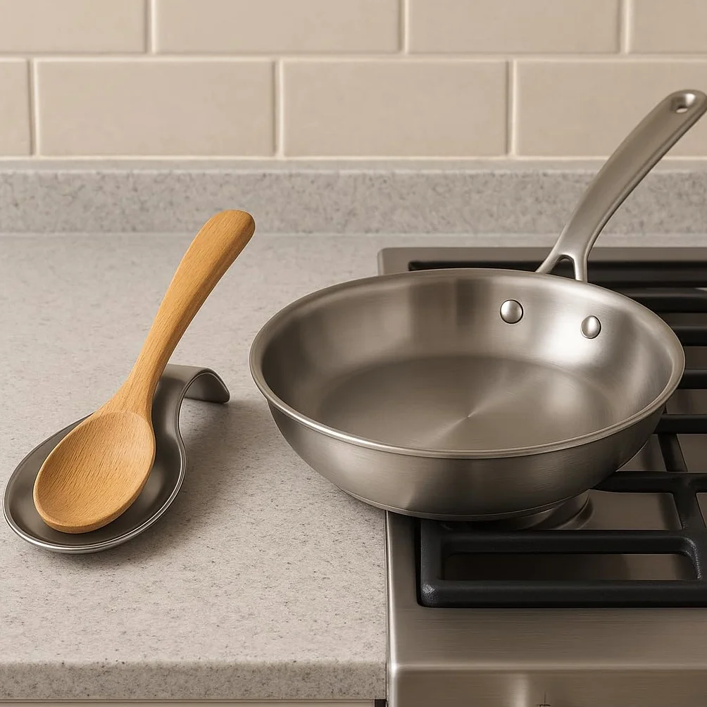 Porte-cuillère cuisine acier inoxydable argent MGE
