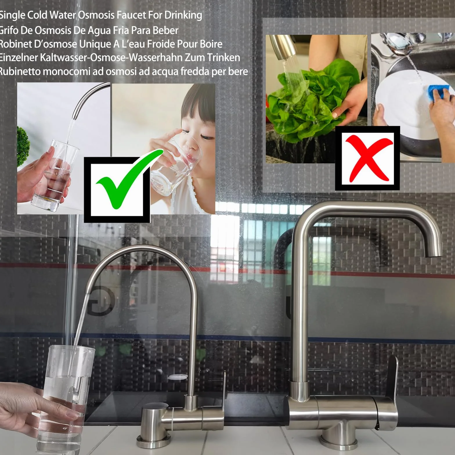 Robinet Osmoseur Eau Froide Rabattable 1 Voie Pour Système Filtration Eau