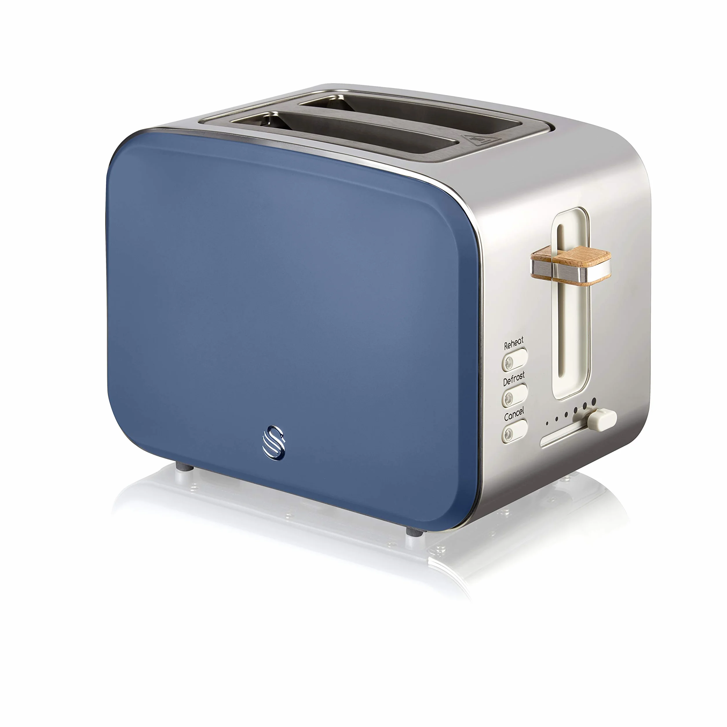 Swan Nordic Set Petit Déjeuner Bouilloire 1,7L 2200W Grille-pain 2 tranches Micro-ondes 20L numérique bleu mat