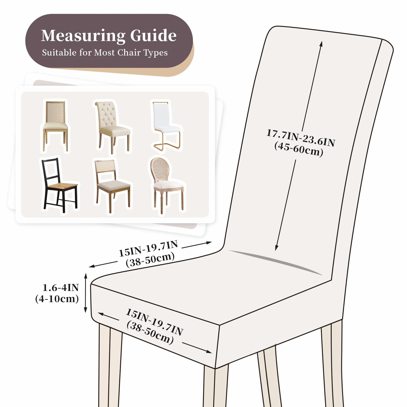 Housse de Chaise Universelle 4PCS Protection de Chaise Extensible Moderne Blanc pour Salle à Manger