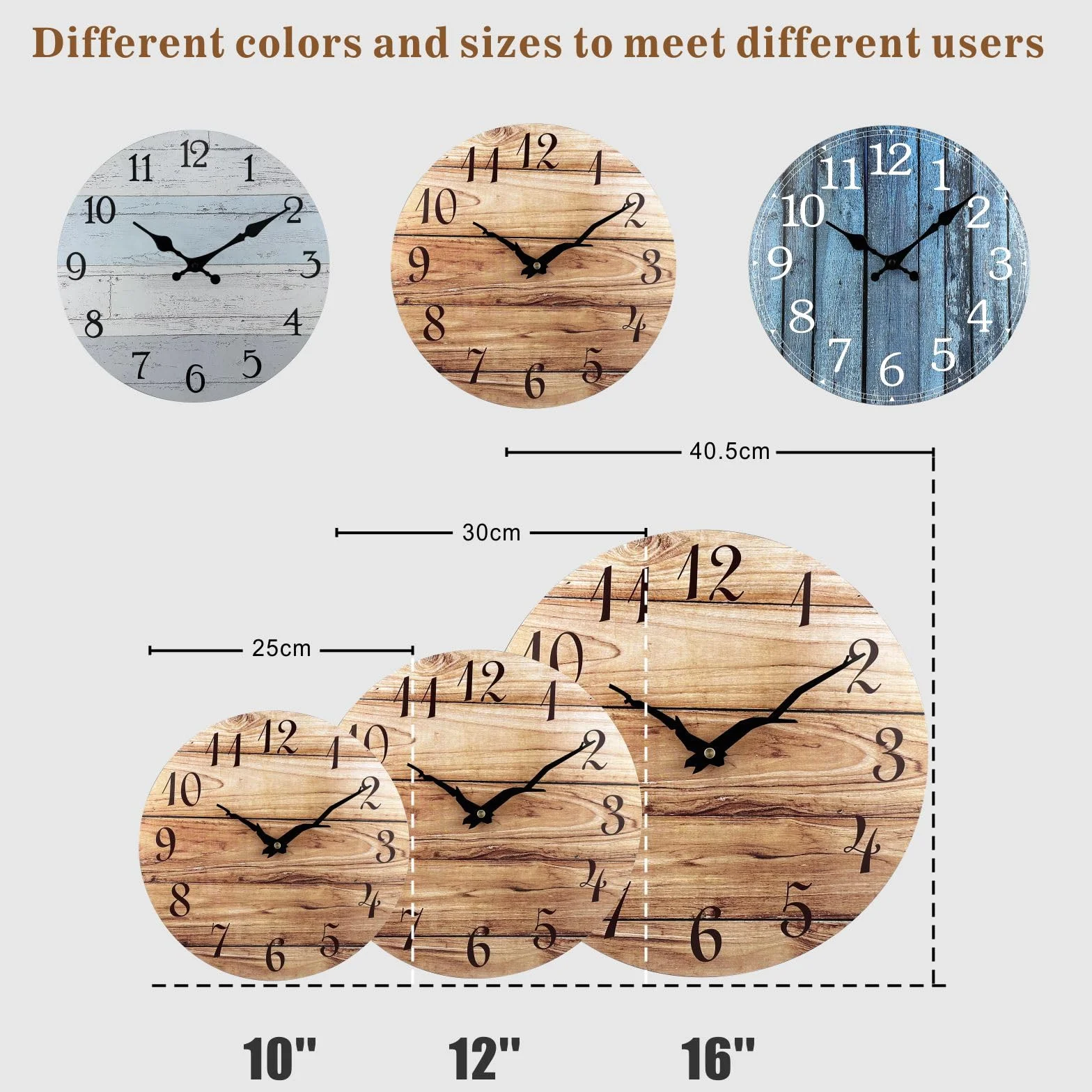 Plumeet Horloge Murale Bois 30cm Quartz Silencieux Noyer Rustique