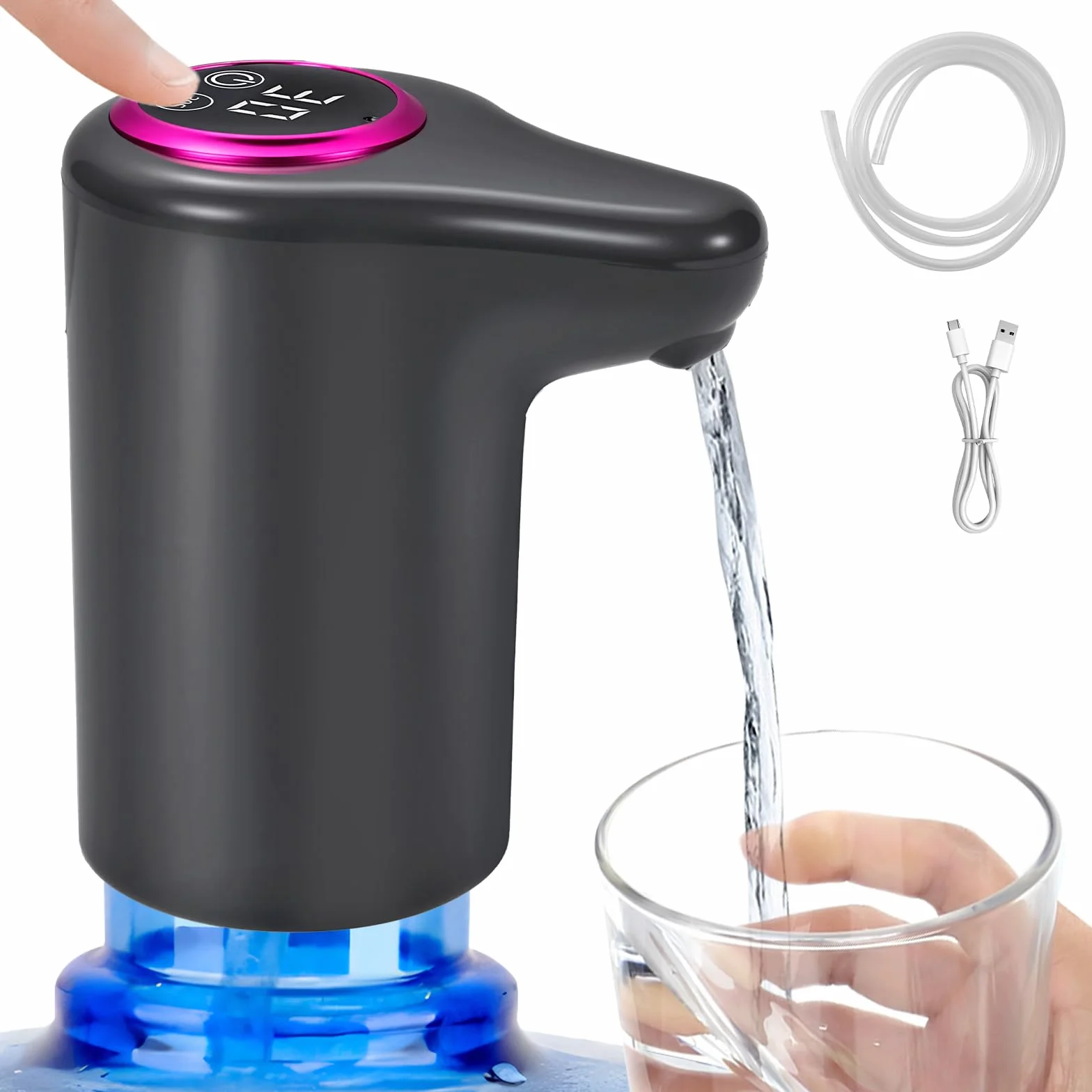 Distributeur d'eau Pompe à Eau Potable électrique 5 Gallons Robinet Rechargeable USB