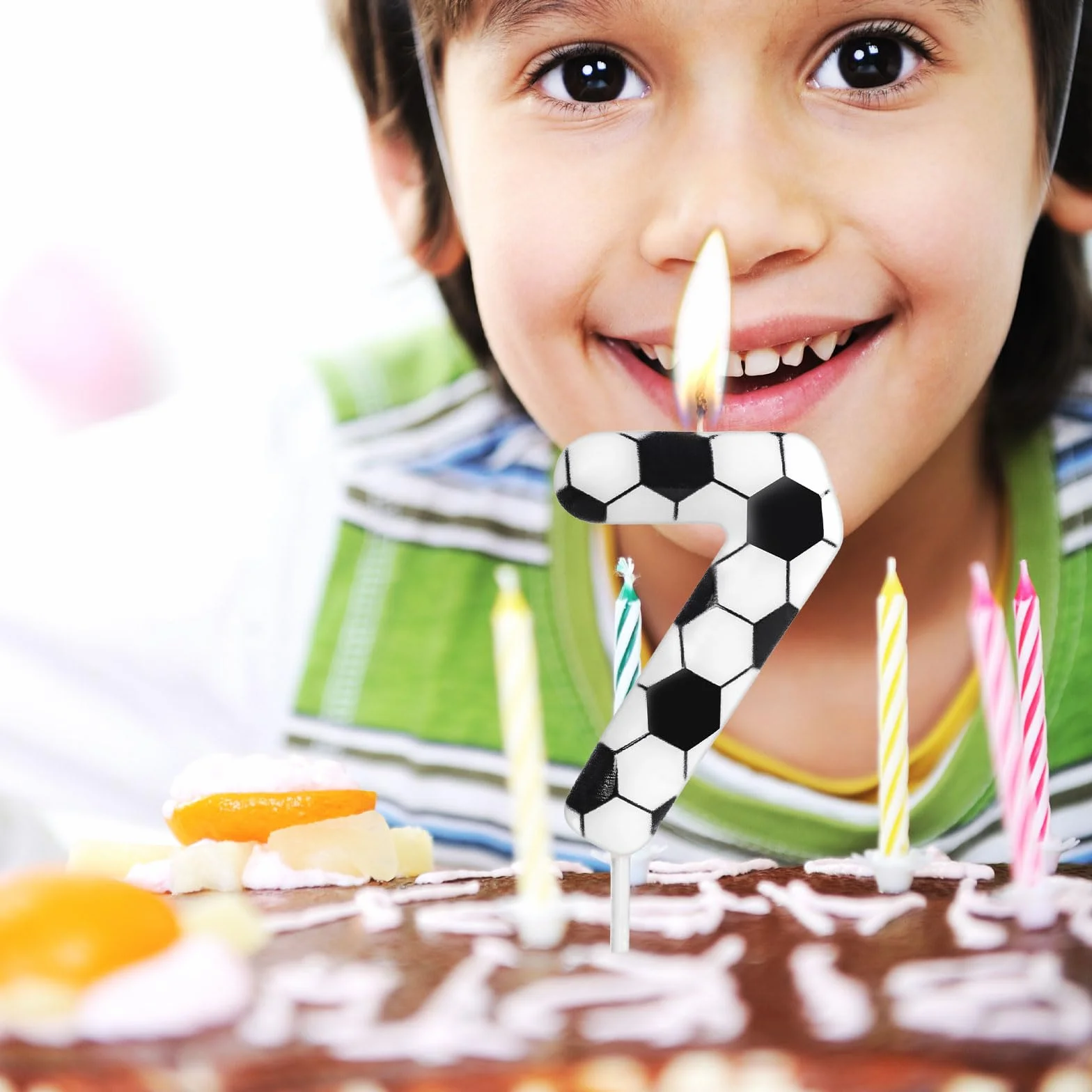 Bougie d'anniversaire numéro 10 thème football pour gâteau