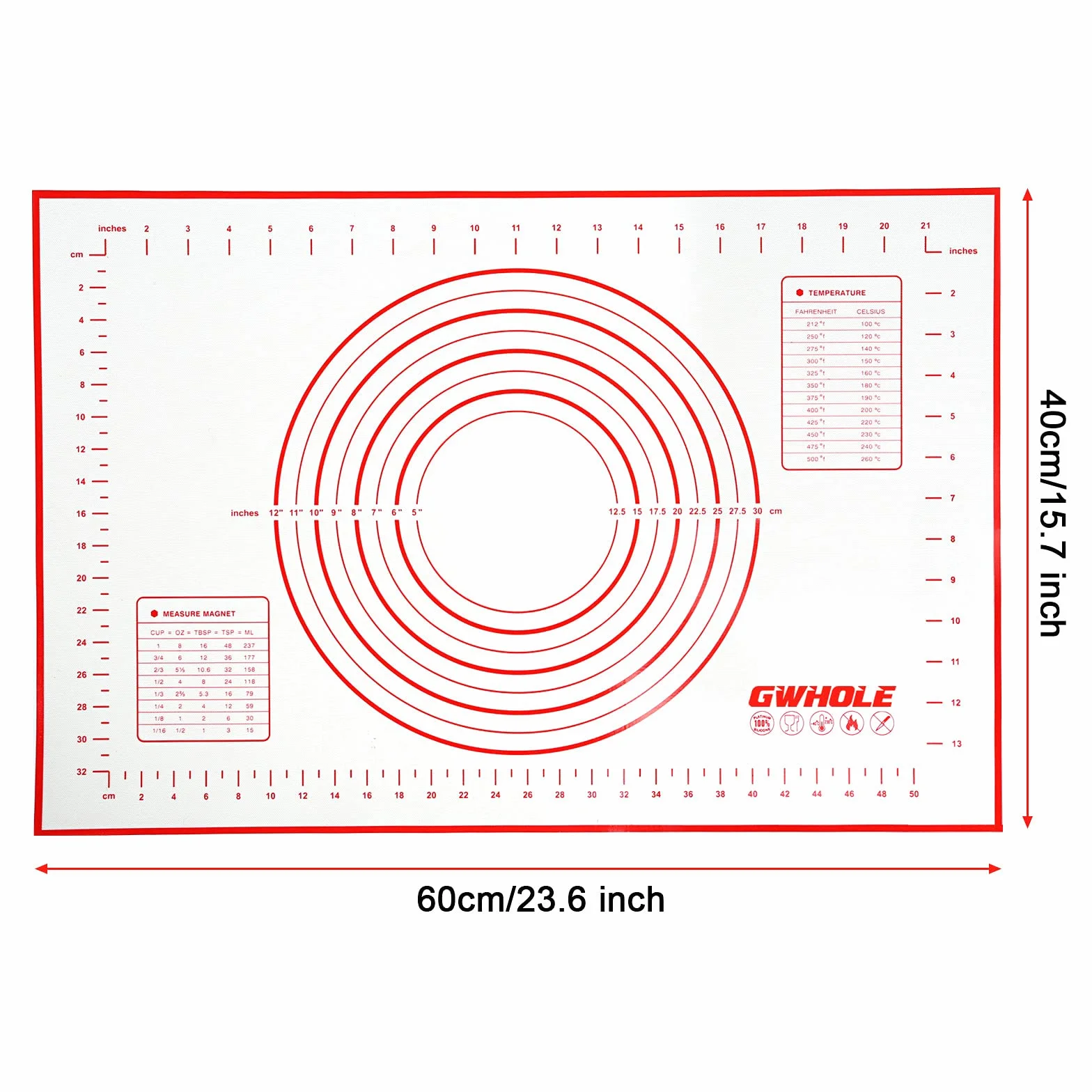 Tapis de Cuisson en Silicone Anti-adhésif 60 x 40 cm