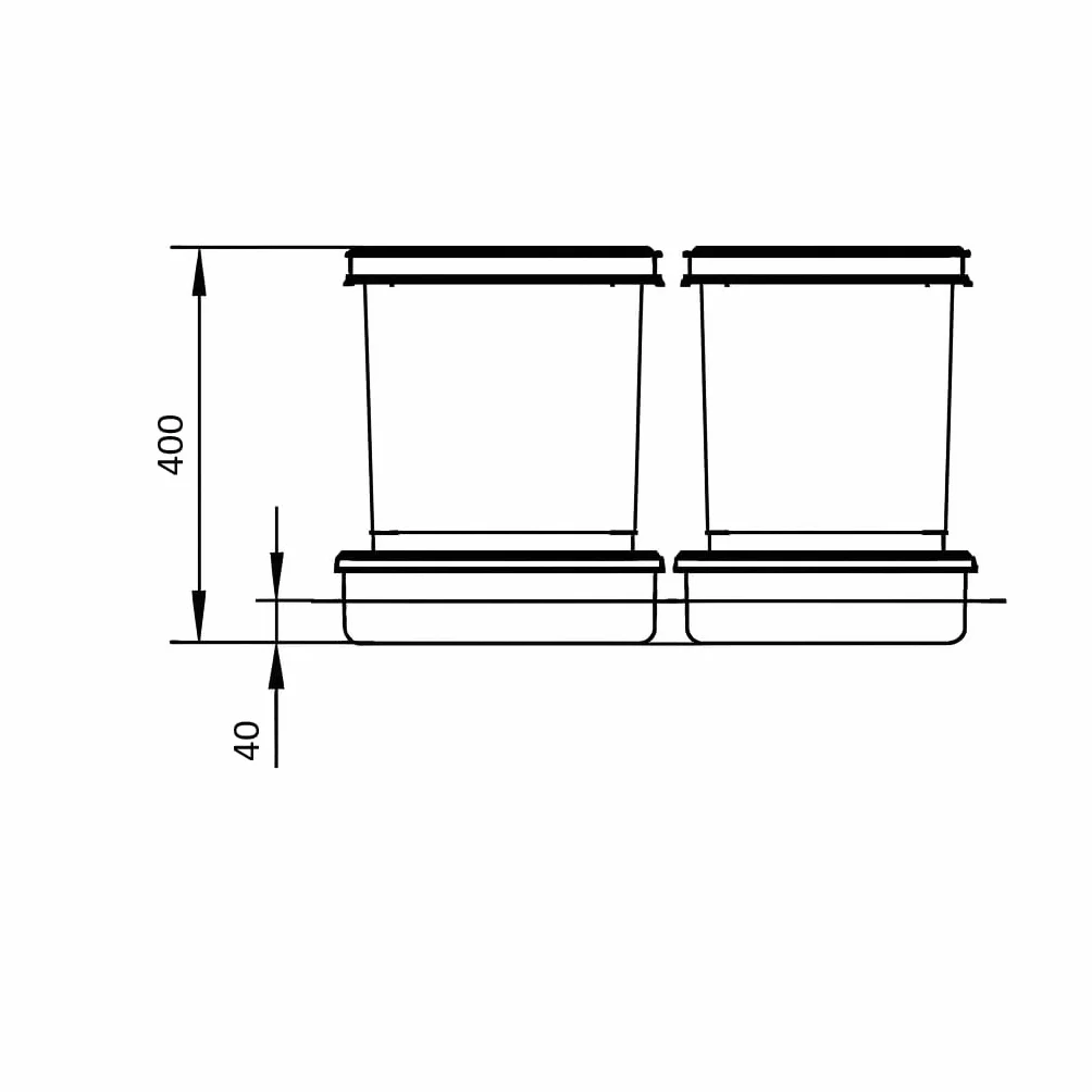 REJS Système de Tri Sélectif Cuisine 60 cm 2 Bacs 52,5x49x40 cm (2x 20L) Poubelle Encastrable Argenté
