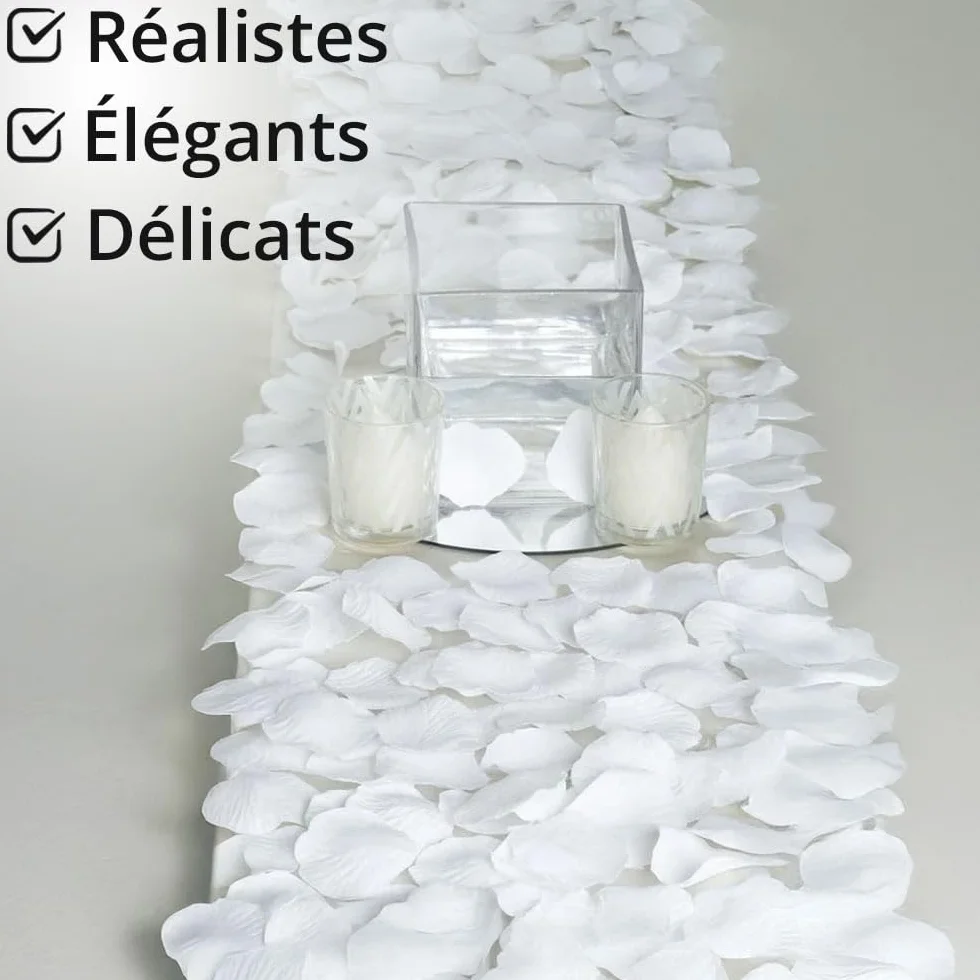 Jonami 1200 Pétales de Rose Artificielle Blanc en Soie Décoration Saint Valentin Mariage