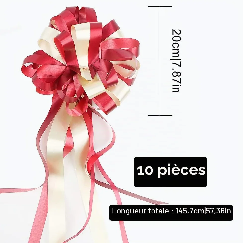 Nœuds cadeaux Noël 18 cm longueur 50 cm lot de 10 grand nœud décoratif pour mariage fête