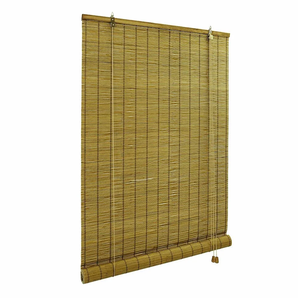 Store en Bambou Opaque à tirage latéral 150 x 220 cm Marron Protection Solaire
