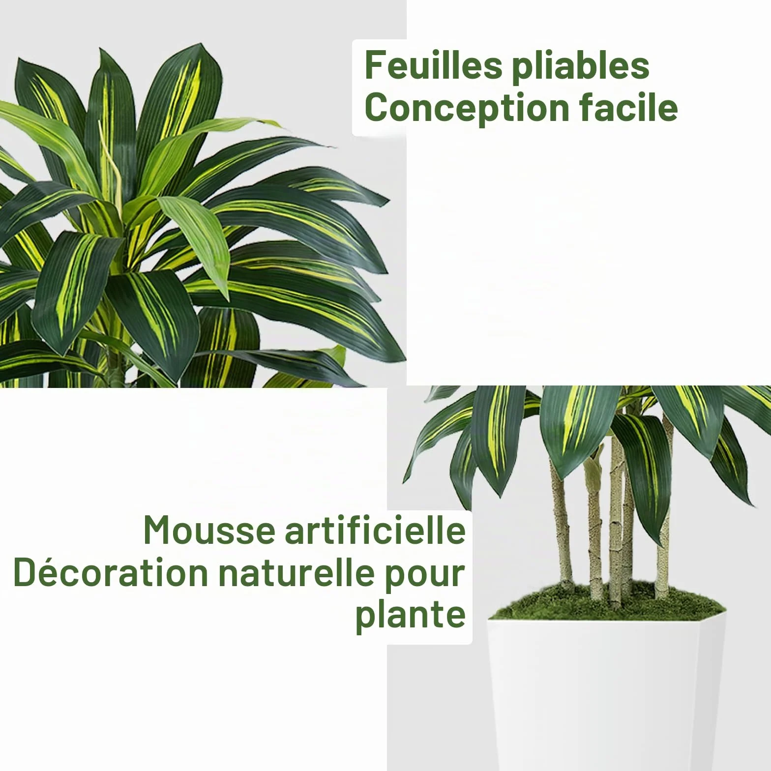 Palmier Artificiel 180cm Grande en Jardinière Blanche 108 Feuilles Arbre Décoration Intérieur
