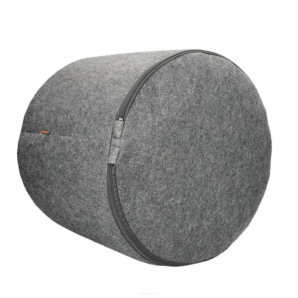 Pouf en feutre Bertoni 40 x 40 cm Rond Anthracite Housse amovible Lavable