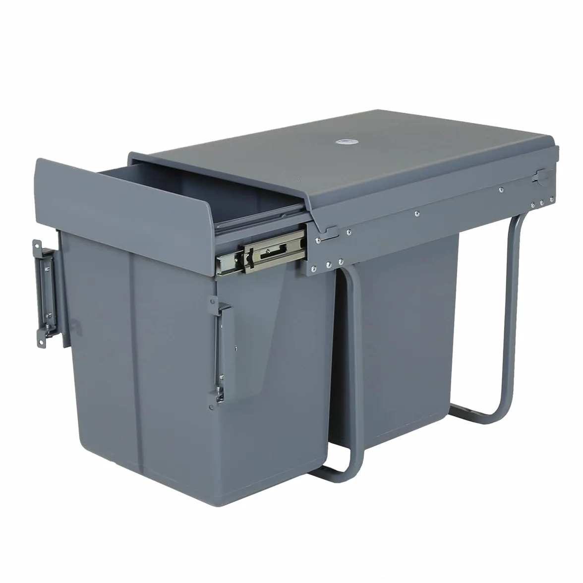 CHARLES BENTLEY Poubelle encastrable cuisine 2 bacs 20L 40L recyclage double compartiment couvercle anti-odeurs 34Lx48Px42H cm