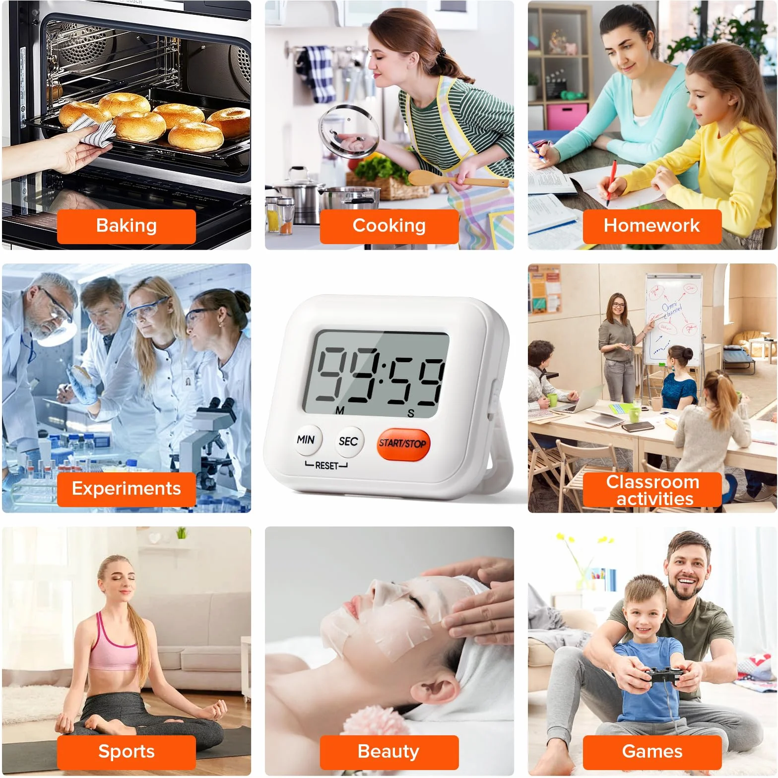 Minuteur Cuisine Time Timer avec Interrupteur d'alimentation, Pile AAA incluse