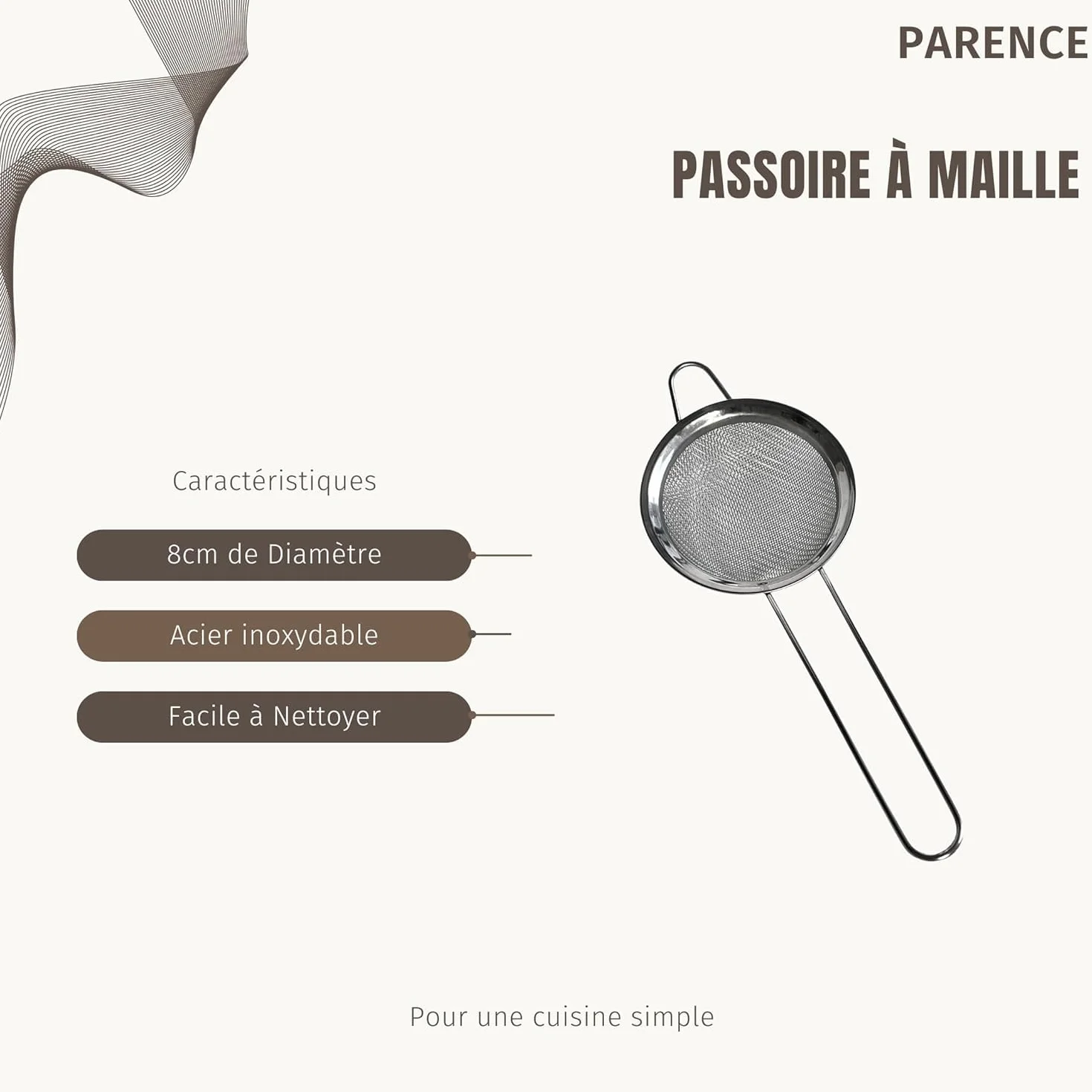 Passoire à Maille Fine en Acier Inoxydable 8cm - Tamis de Cuisine pour Cuisson et Pâtisserie