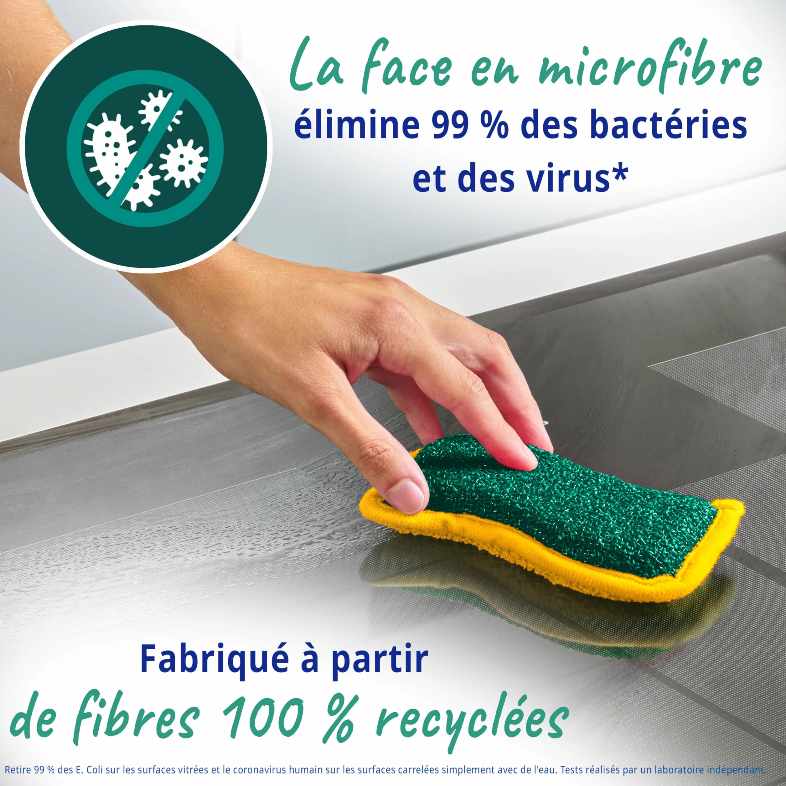 Spontex Flex & Wash Éponges réutilisables microfibre double face 4 pièces