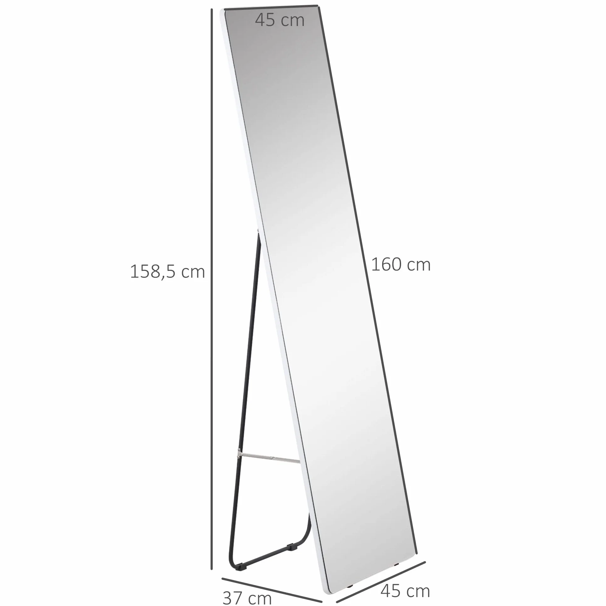HOMCOM Miroir sur Pied Argenté 45 x 160 cm Mural ou d'Armoire