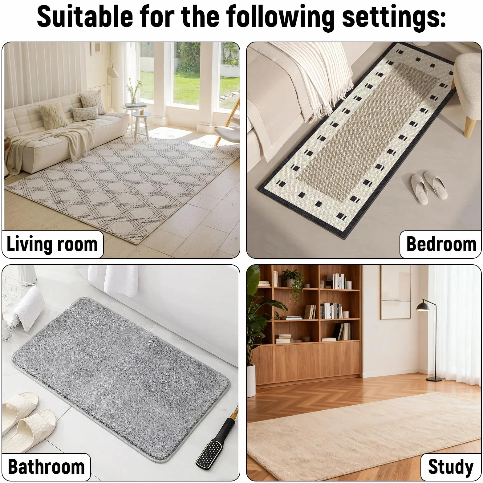 MINGBOLIN Anti Dérapant Tapis 10 Pièces – Adhésifs Réutilisables pour Parquet, Fixation Sûre sur Sol Lisse, Protection Sol
