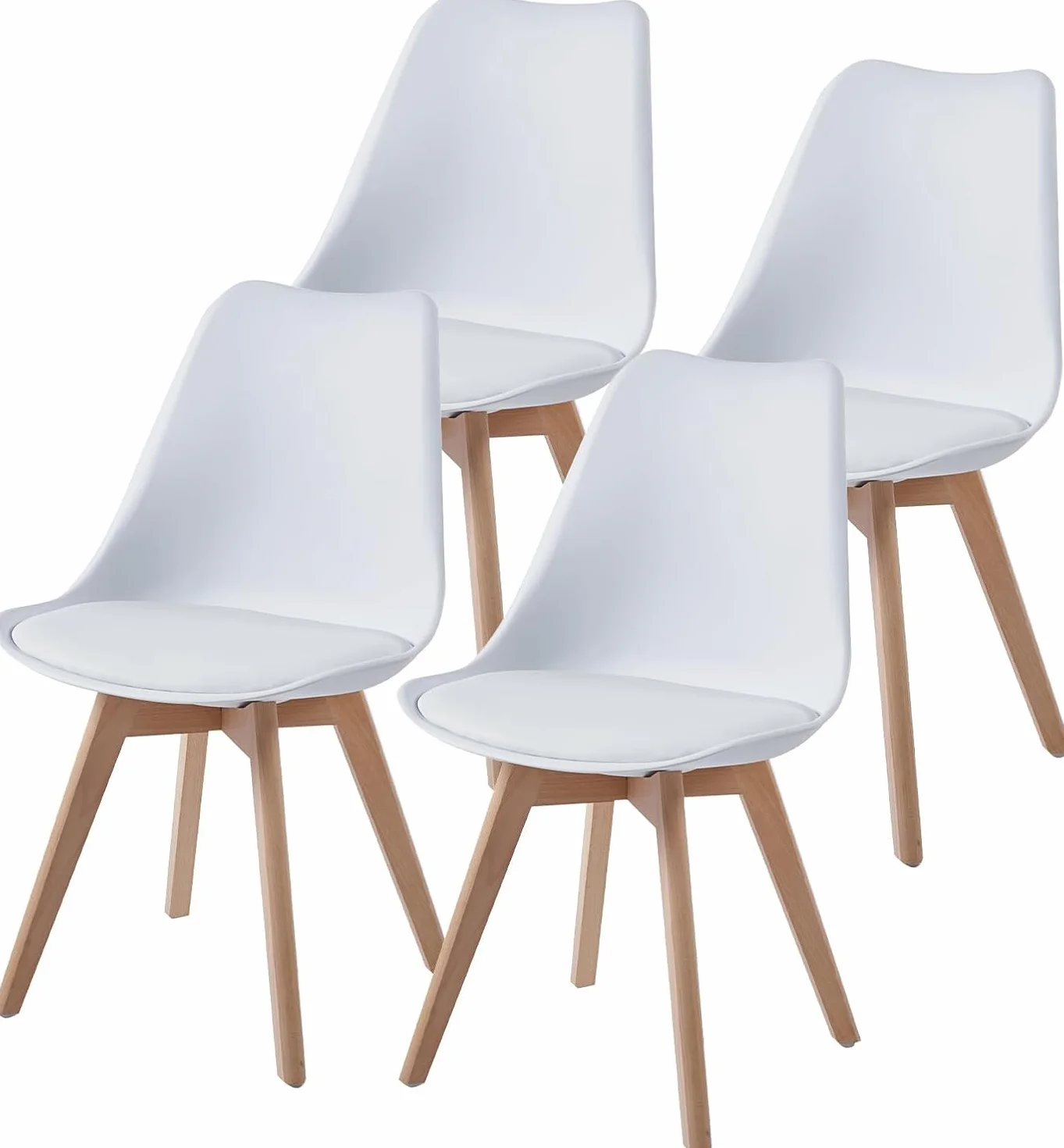 TEENO Chaises Salle à Manger Lot de 4, Scandinaves Bois Blanc
