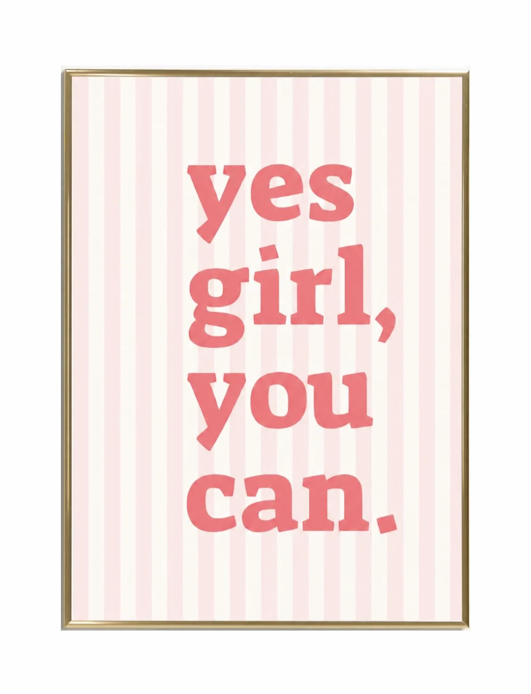 Affiche Yes Girl You Can 30x40 cm Poster Motivation Femme Vintage Rose Impression Canvas Décoration Murale Style Rétro