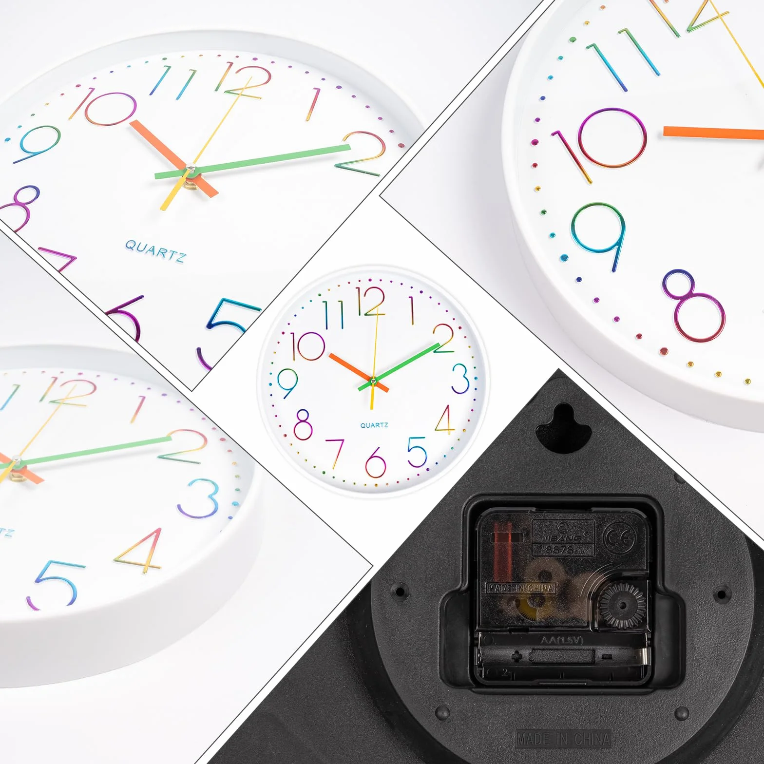 CIMOYBAI Horloge Murale 30cm Silencieuse Chiffres 3D Moderne Bureau Salon Cuisine (Blanco-E)