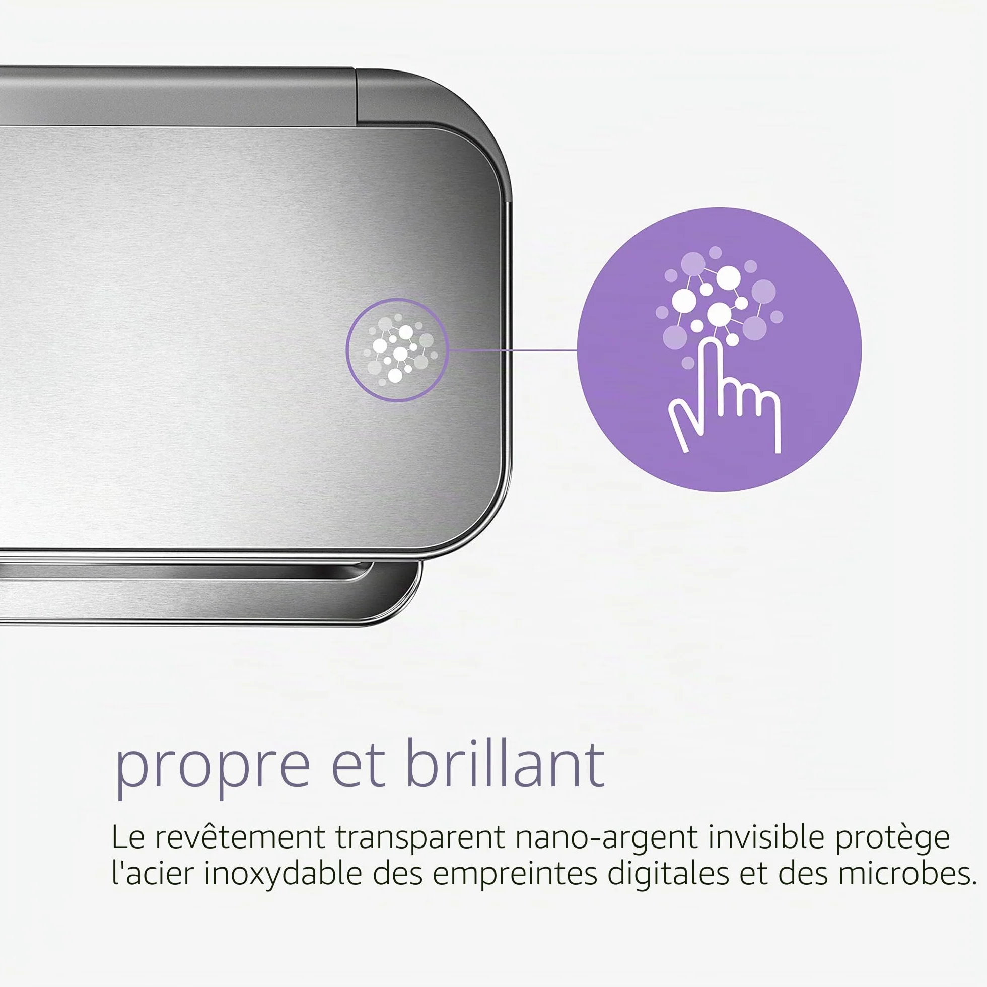 Simplehuman CW2025 poubelle de recyclage rectangulaire acier inoxydable brossé 58 litres 2 bacs