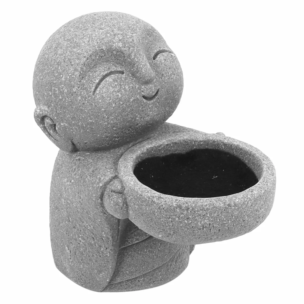 Statue Bouddha en grès imitation pierre bleue – Sculpture moine Jizo méditation zen décoration intérieur Feng Shui prospérité