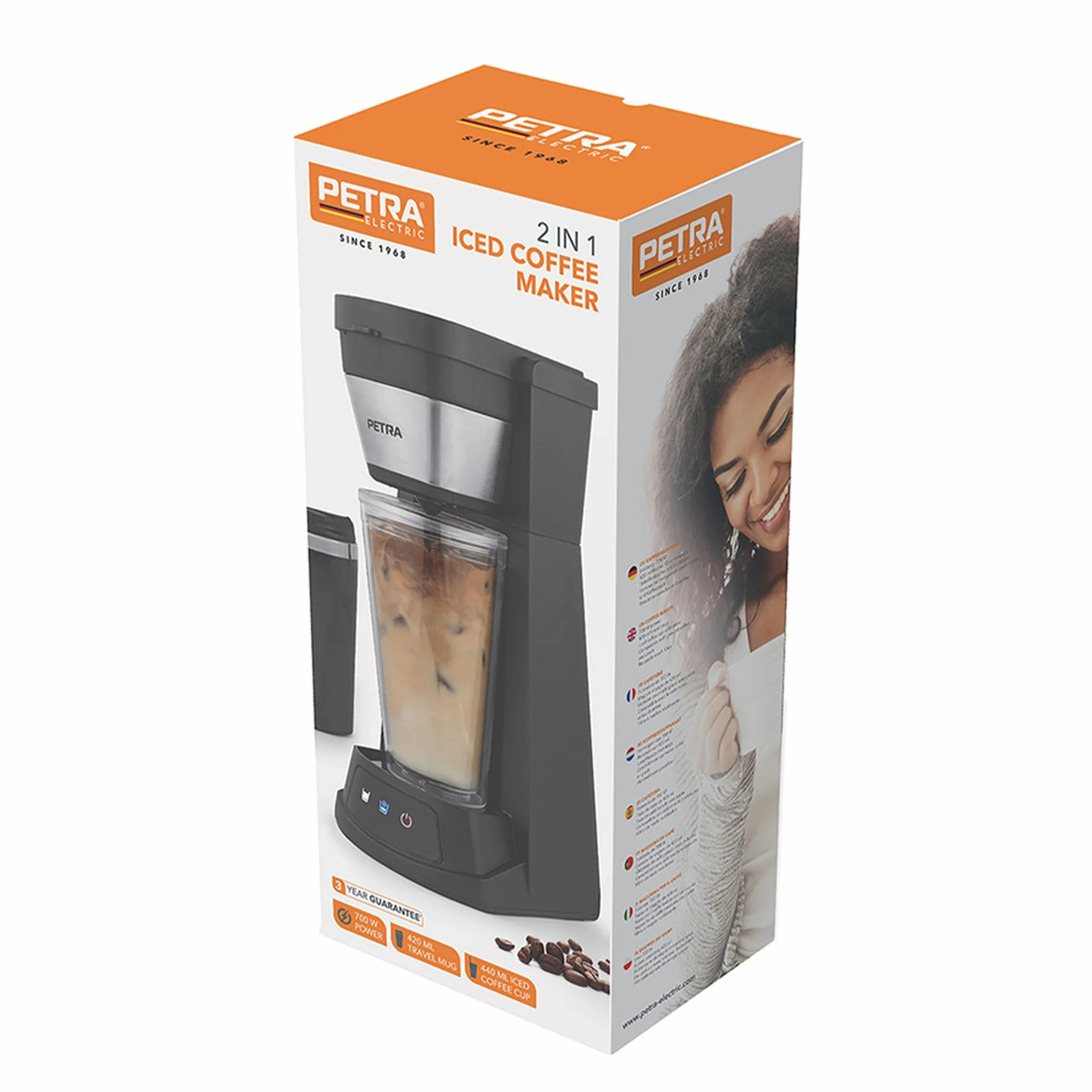 Petra Machine à Glacé 2 en 1 Café Espresso Frío 700W PT6214VDE Compatible Café Moulu Dosettes Tasse 420ml Gobelet 440ml