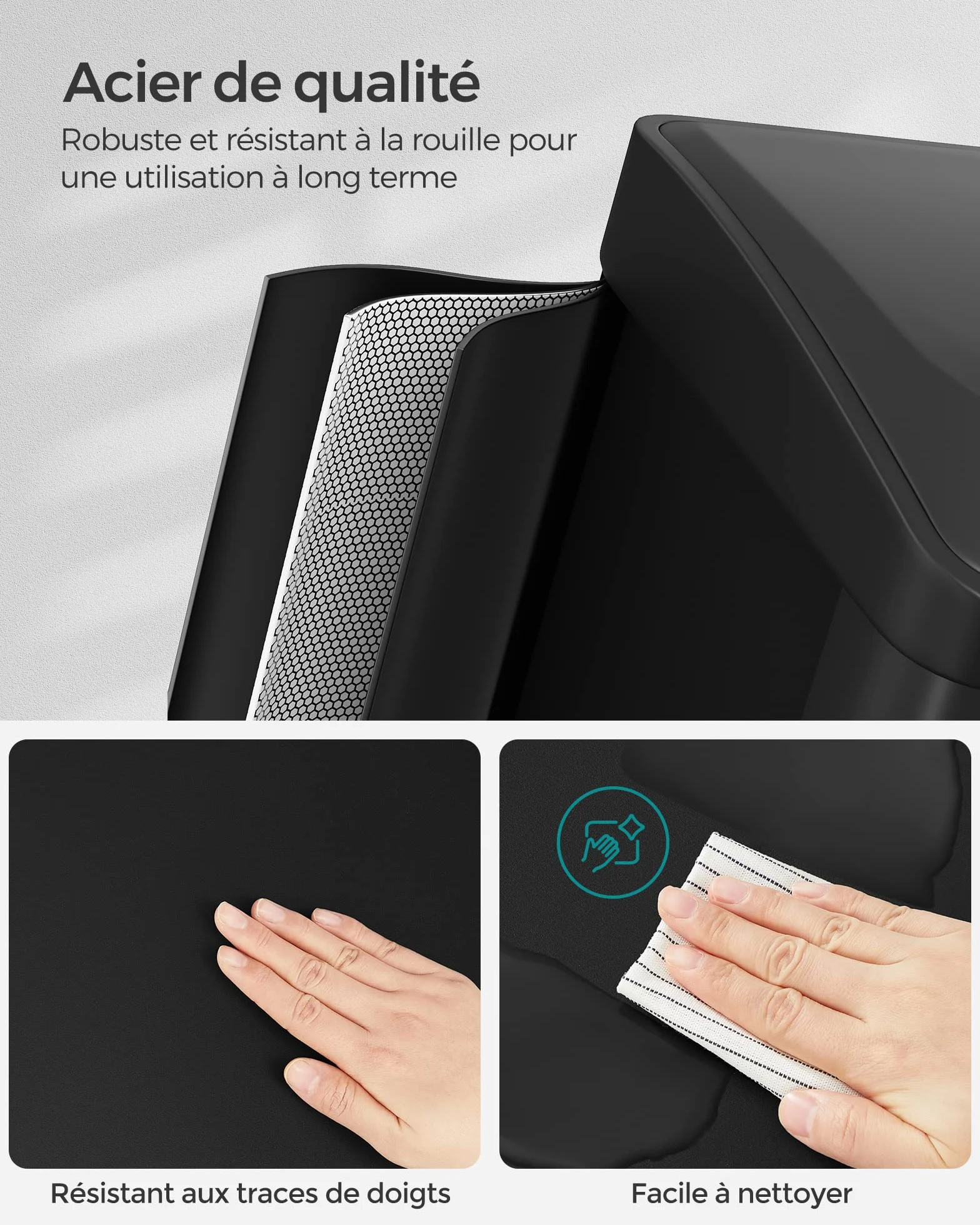 SONGMICS Poubelle Cuisine Tri 3x8L Acier Noir LTB24BK