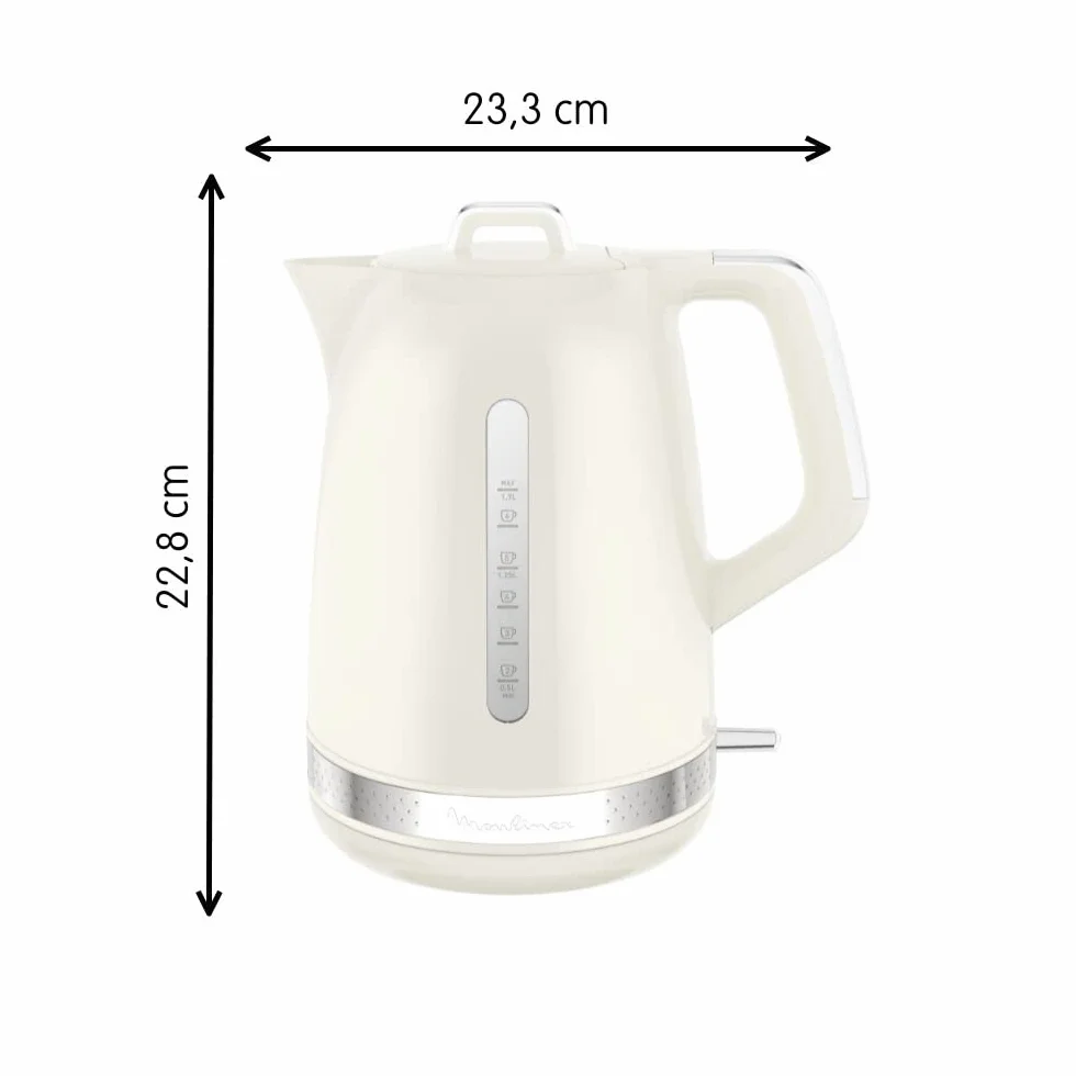 Moulinex Bouilloire électrique 1,7 L 2 400 W Design vintage ivoire Base pivotante 360° Arrêt automatique BY320A10