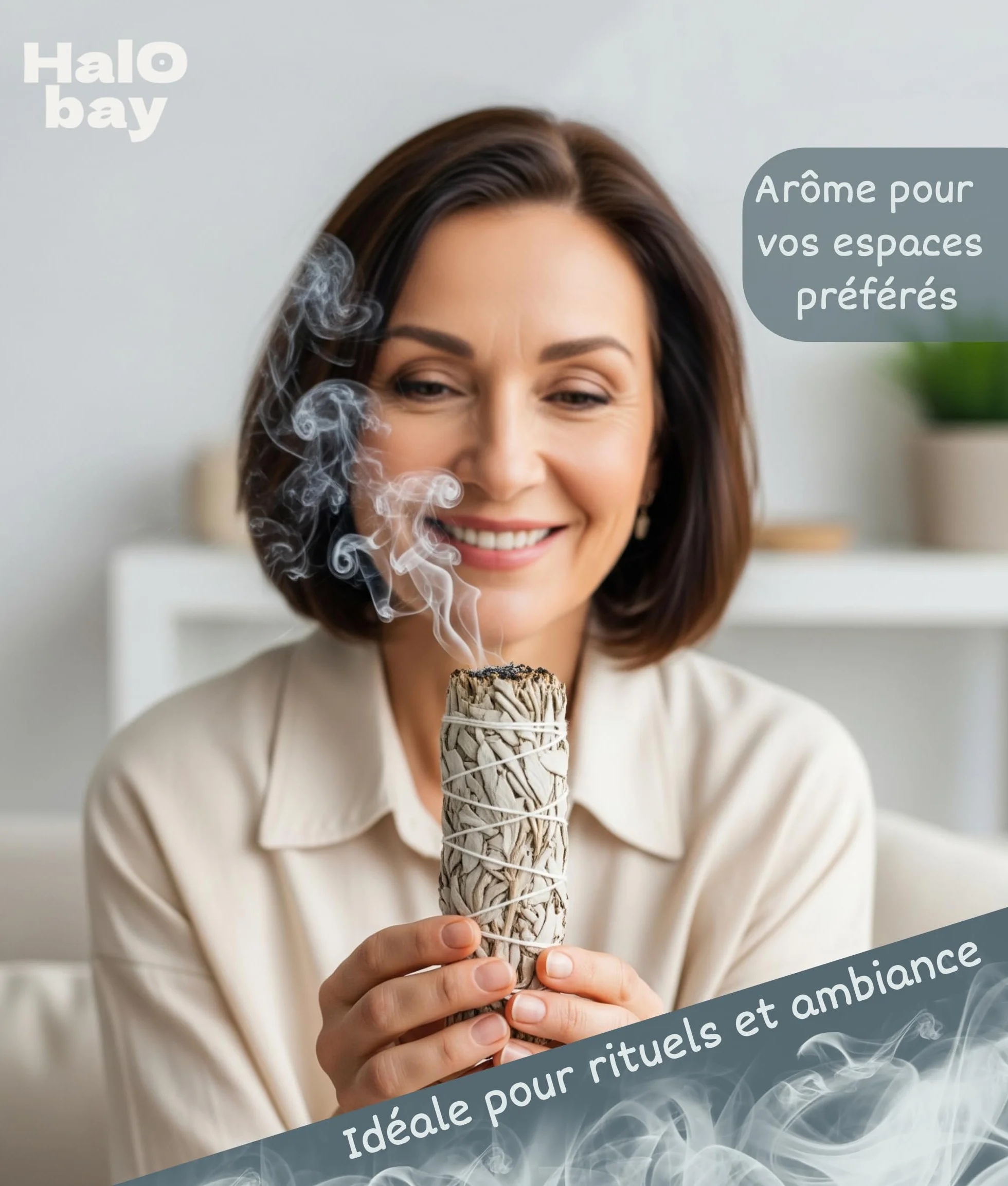 Sauge Blanche Bâton Encens Purification Naturel 10cm Rituel Méditation Yoga Salvia Apiana