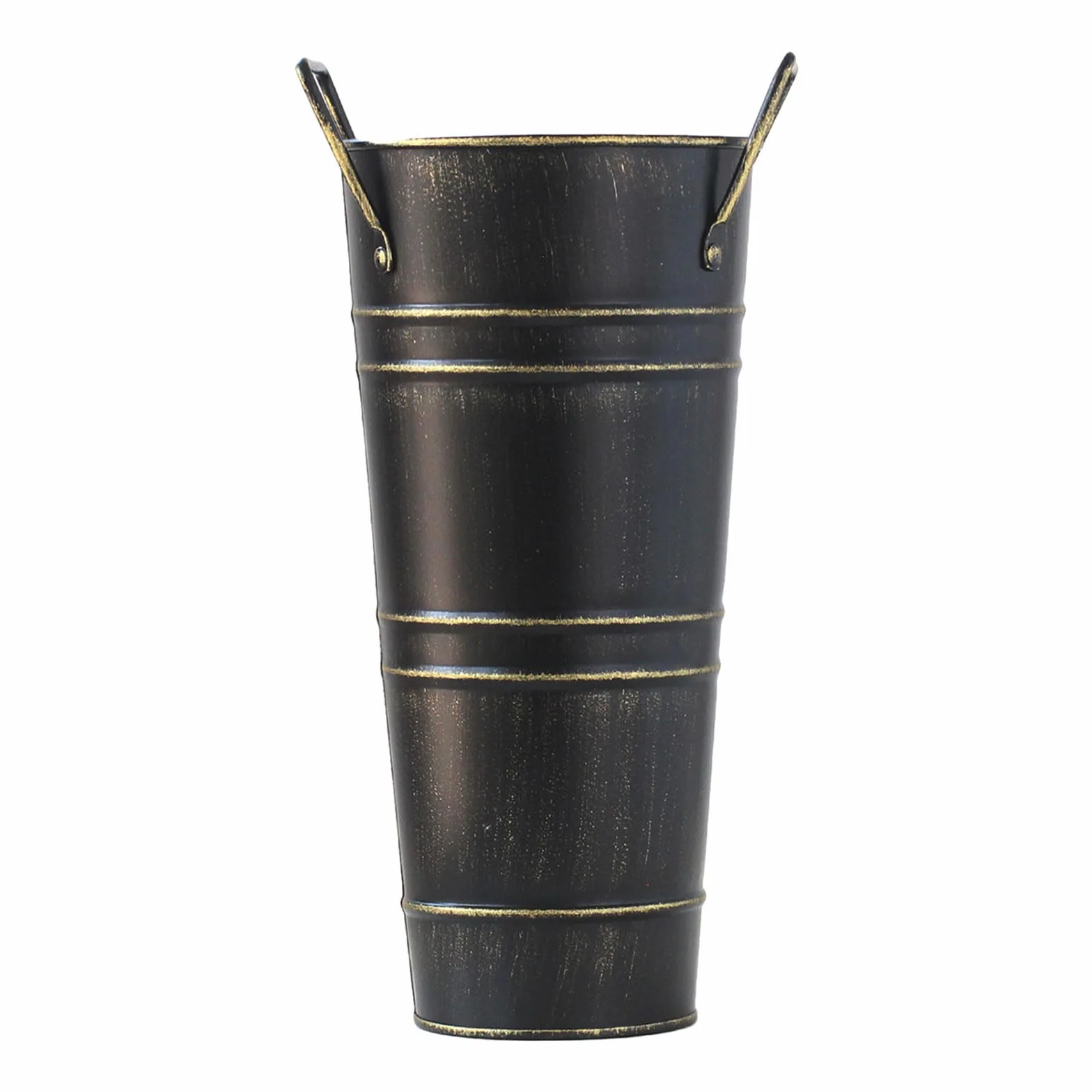 Porte-parapluie en métal cube vintage avec poignée, vase décoratif et pot de fleurs