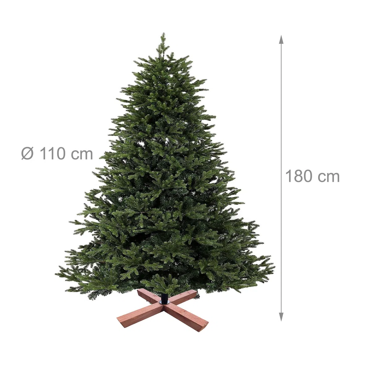 Arbre de Noël Artificiel Relaxdays, 180 cm, Aiguilles en PVC, Support en Bois, Sac de Rangement, Sapin Vert Naturel