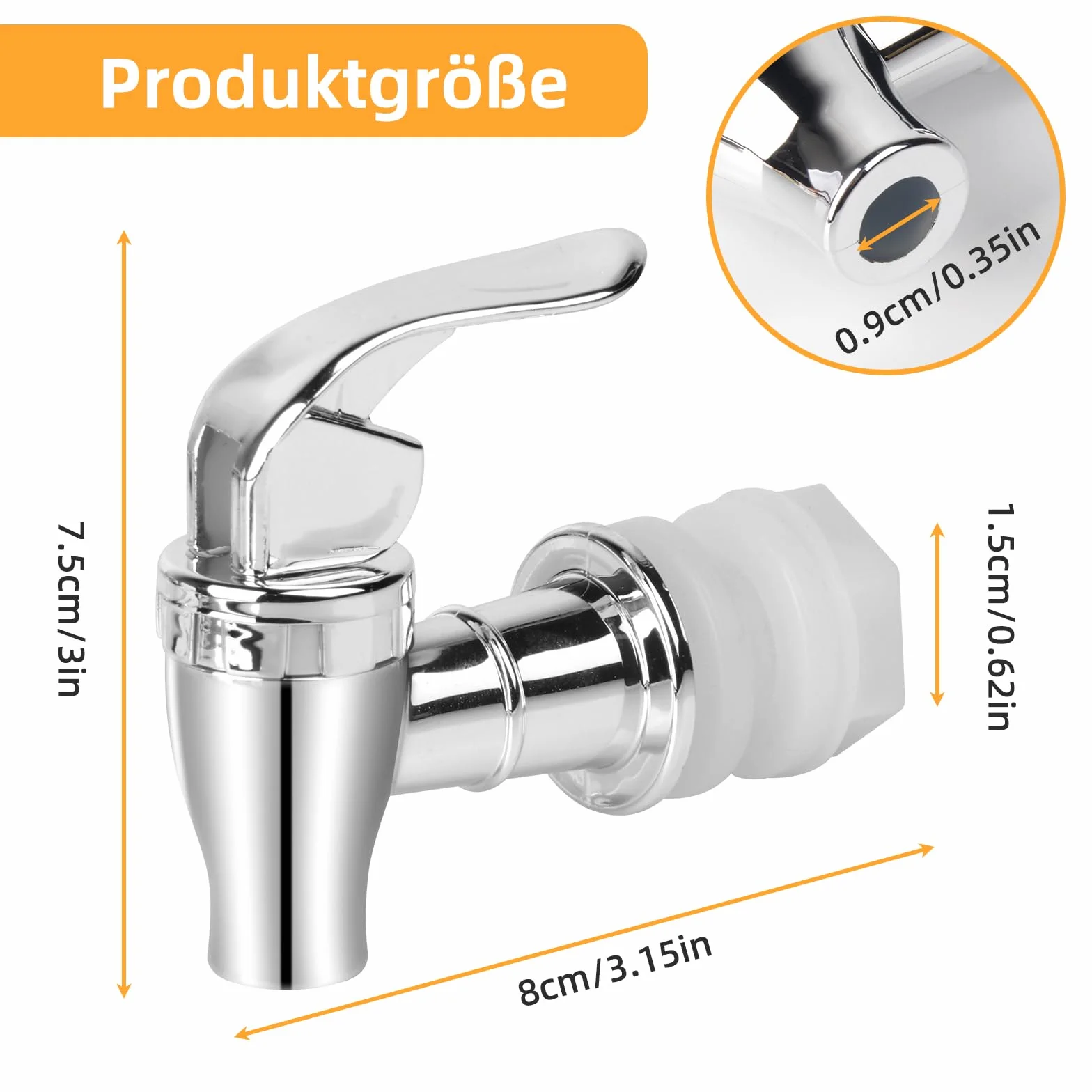Lot de 2 robinets de rechange en acier inoxydable pour distributeur d'eau froide et chaude