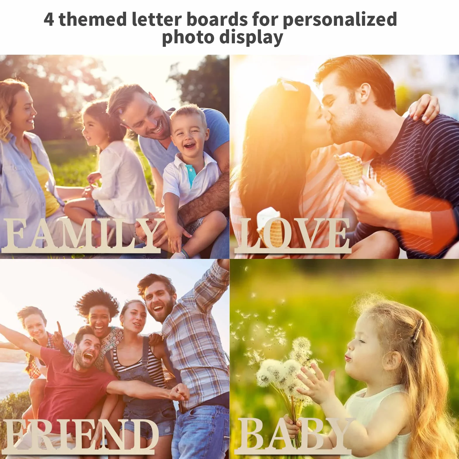 Cadre Pele Mele Photo Mural en Bois avec 45 Pinces