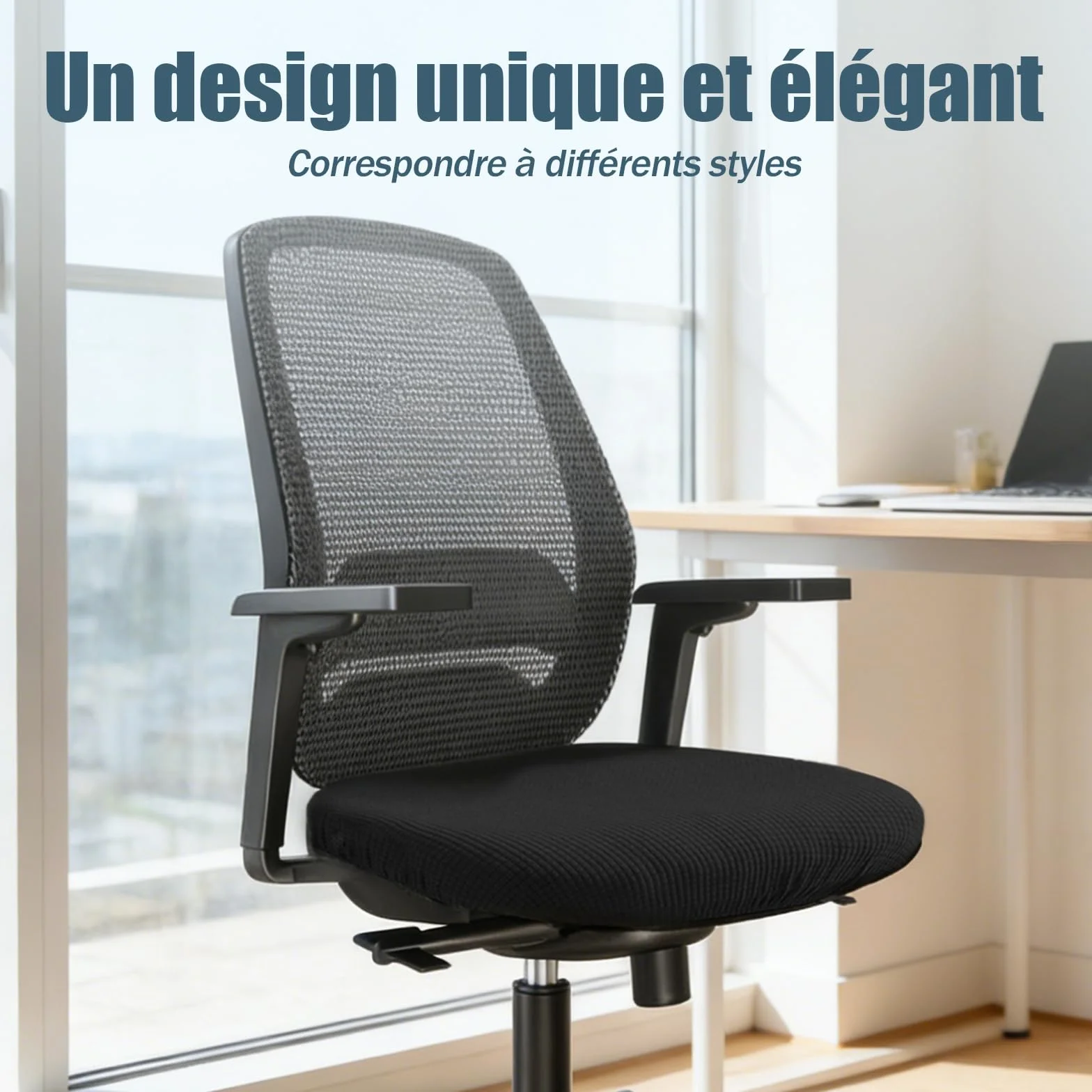 MagiDeal Housse de siège de Bureau Noire Protection Coussin pour Ordinateur