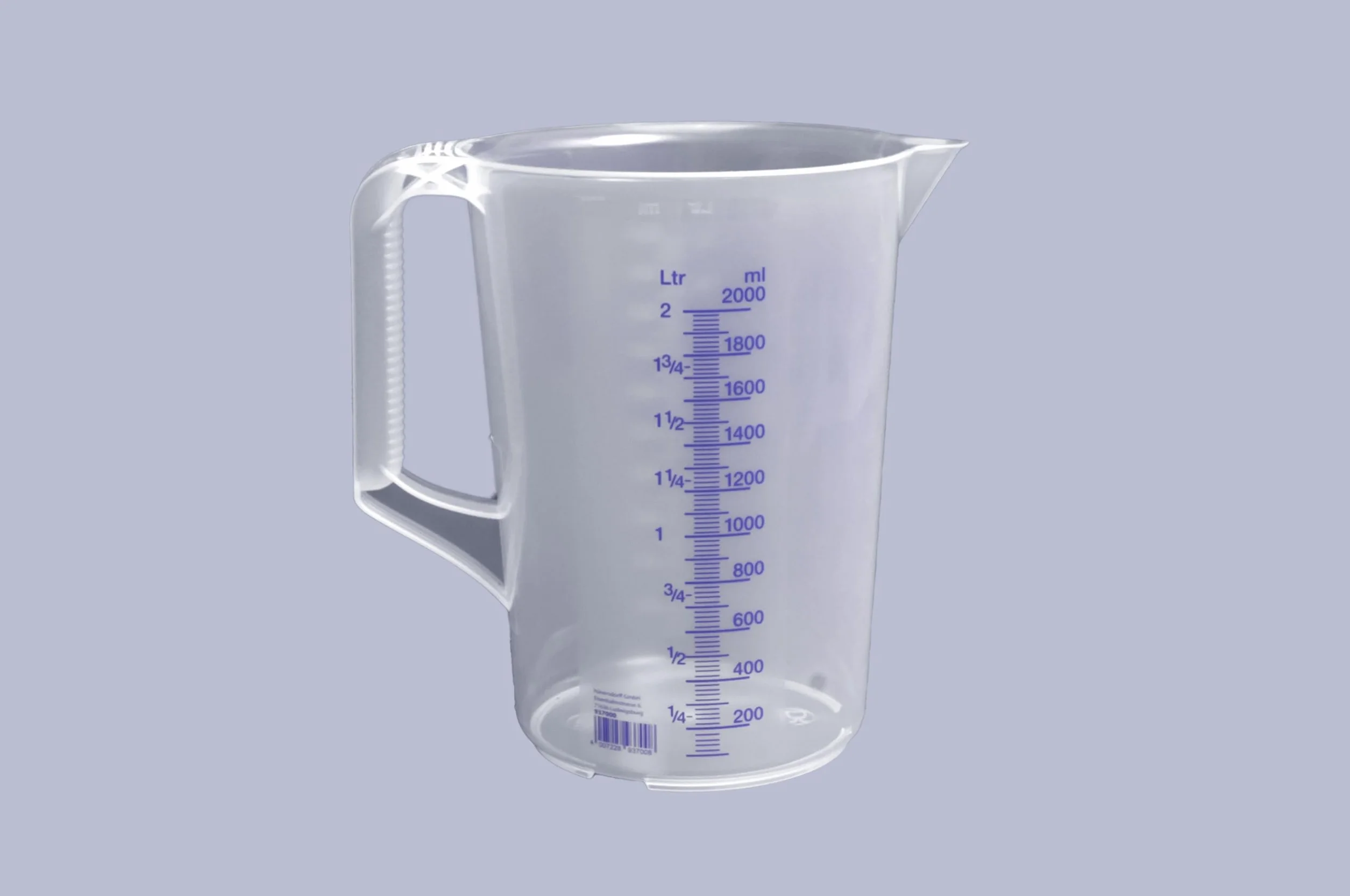 hünersdorff Verre Doseur 2L Polypropylène Incassable Lave-Vaisselle Poignée Transparent Graduation Bleue 2000ml