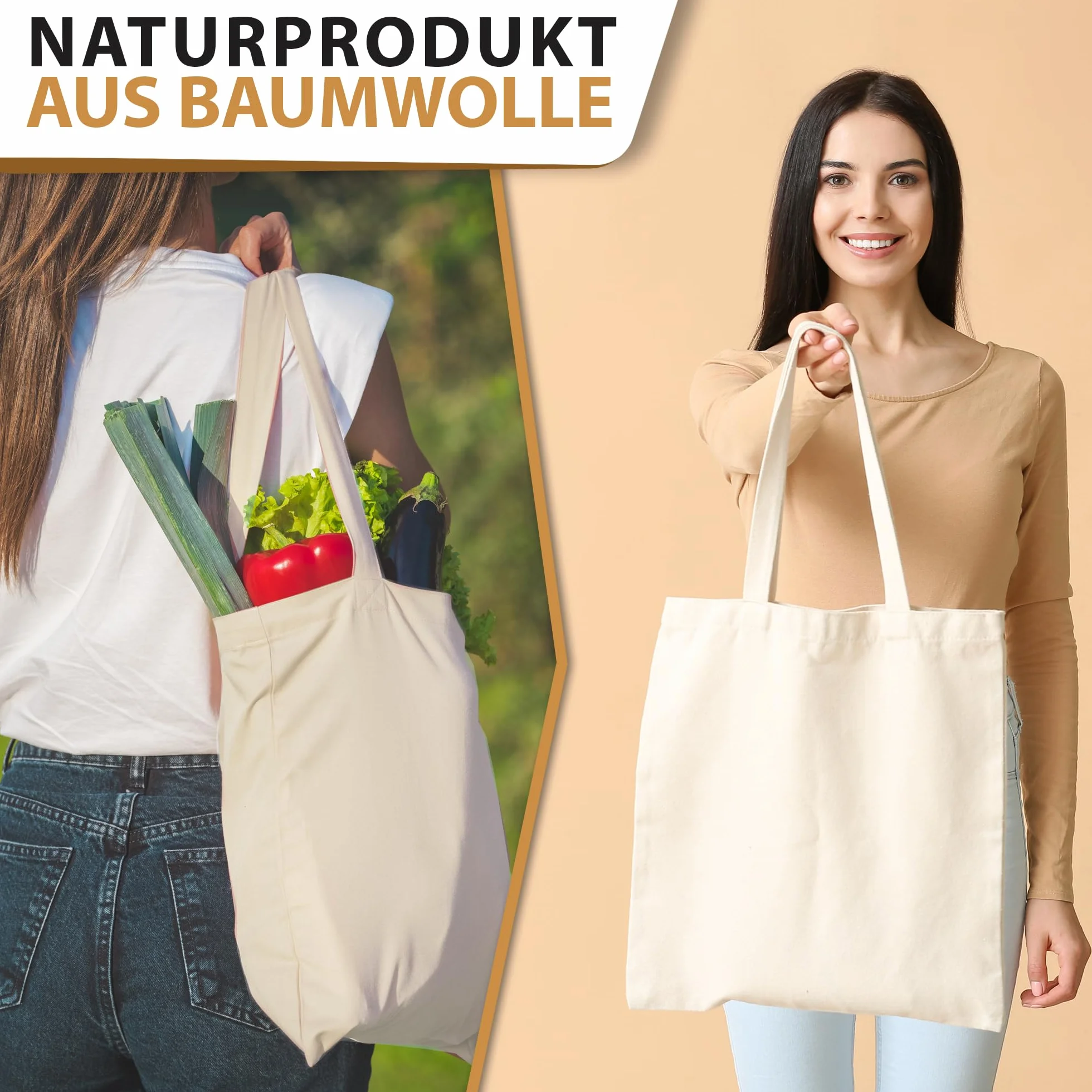 Sacs en Coton Non imprimés 38 x 42 cm ÖKO-TEX® Lot de 5