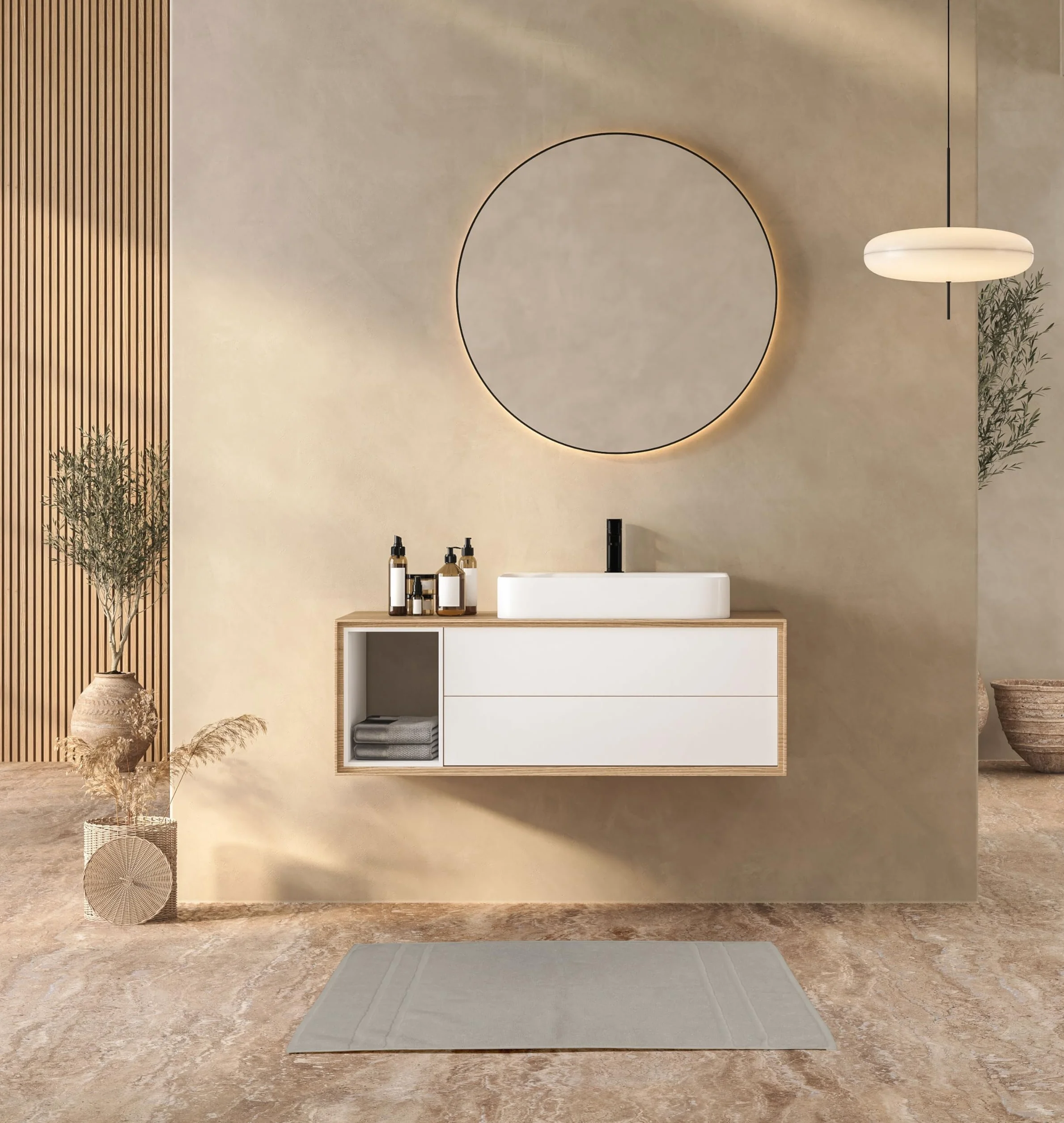 Tapis de Bain en Mousse 50 x 70 cm Absorbant 650 g/m² Taupe