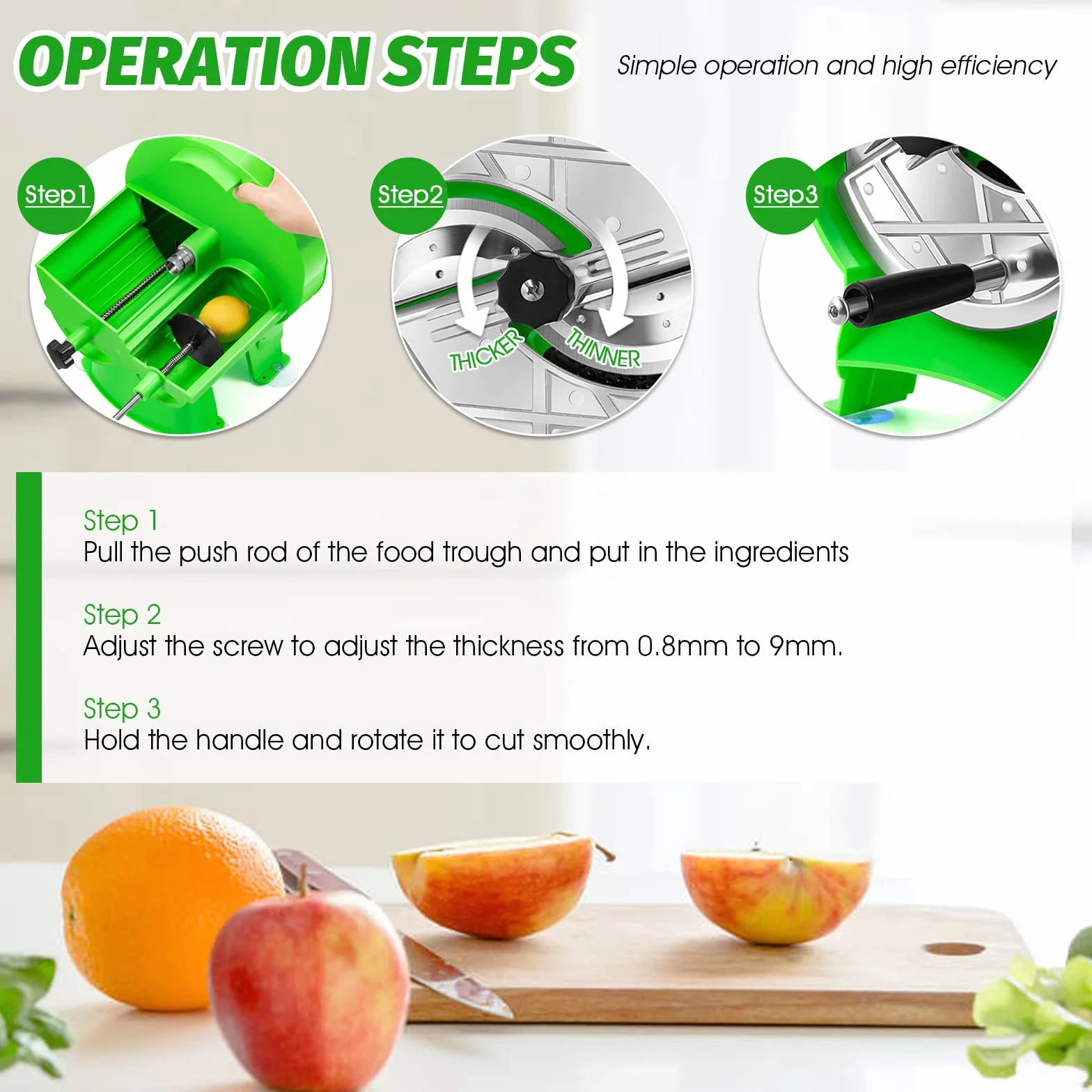 NEWTRY Trancheuse de fruits et légumes manuelle 0.8-9mm ajustable