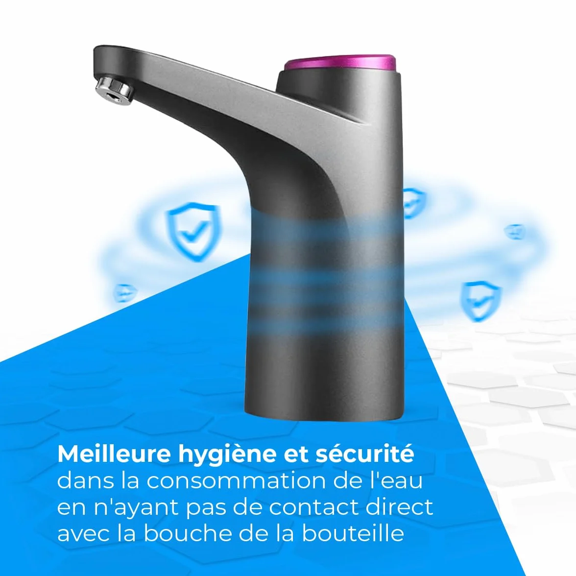 Distributeur d'eau en Bouteille Automatique USB sans BPA 1500mAh Silicone Noir 4,5-18,9L