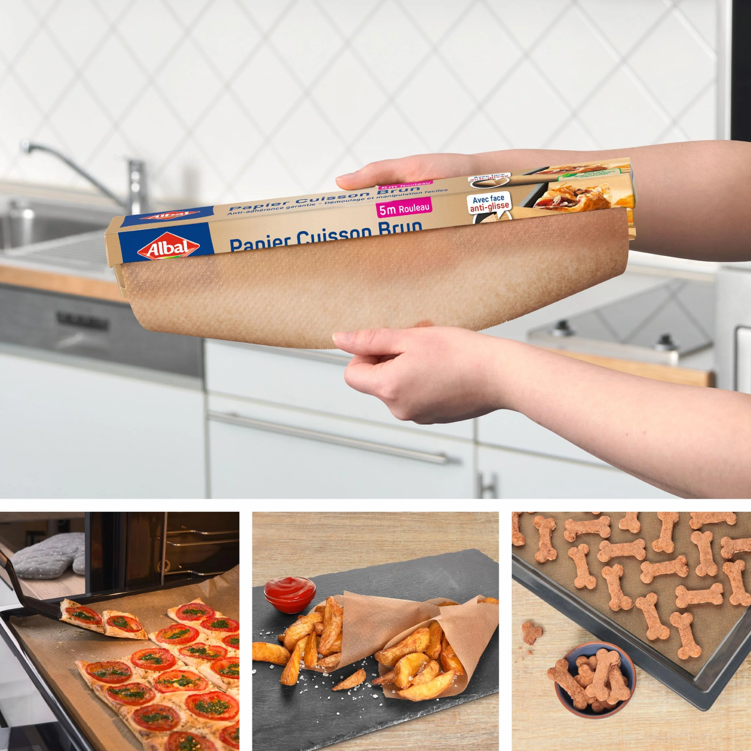 Albal Papier Cuisson Brun 5m Anti-adhérent Anti-glisse Naturel