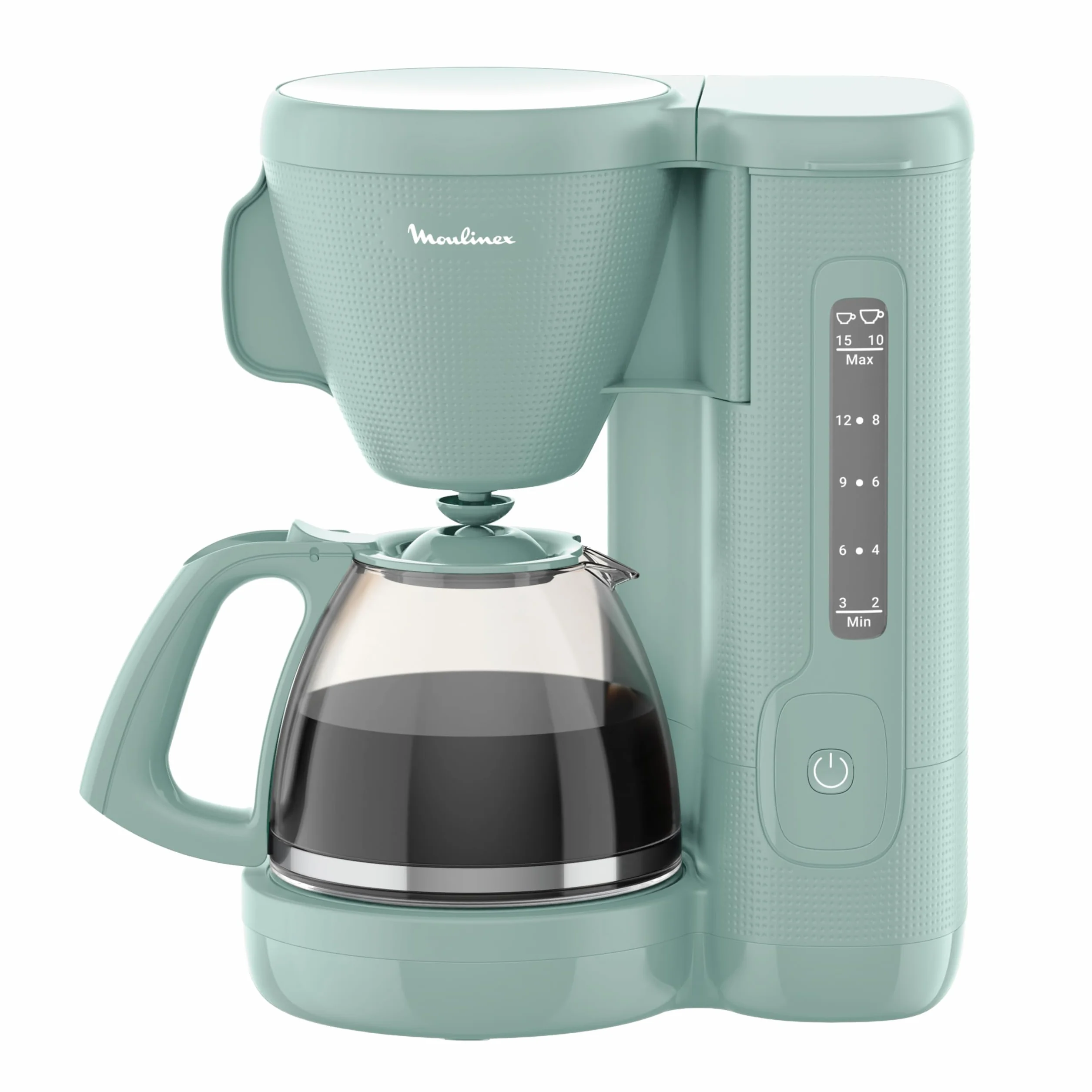 Moulinex Cafetière filtre 1.25L 10-15 tasses Porte-filtre pivotant Anti-gouttes Maintien chaud Eucalyptus FG2M1310