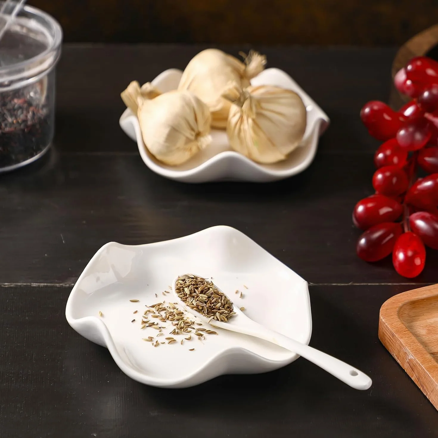 Porte-Cuillère Cuisine Céramique, Support Ustensiles Multifonction Louche Spatule