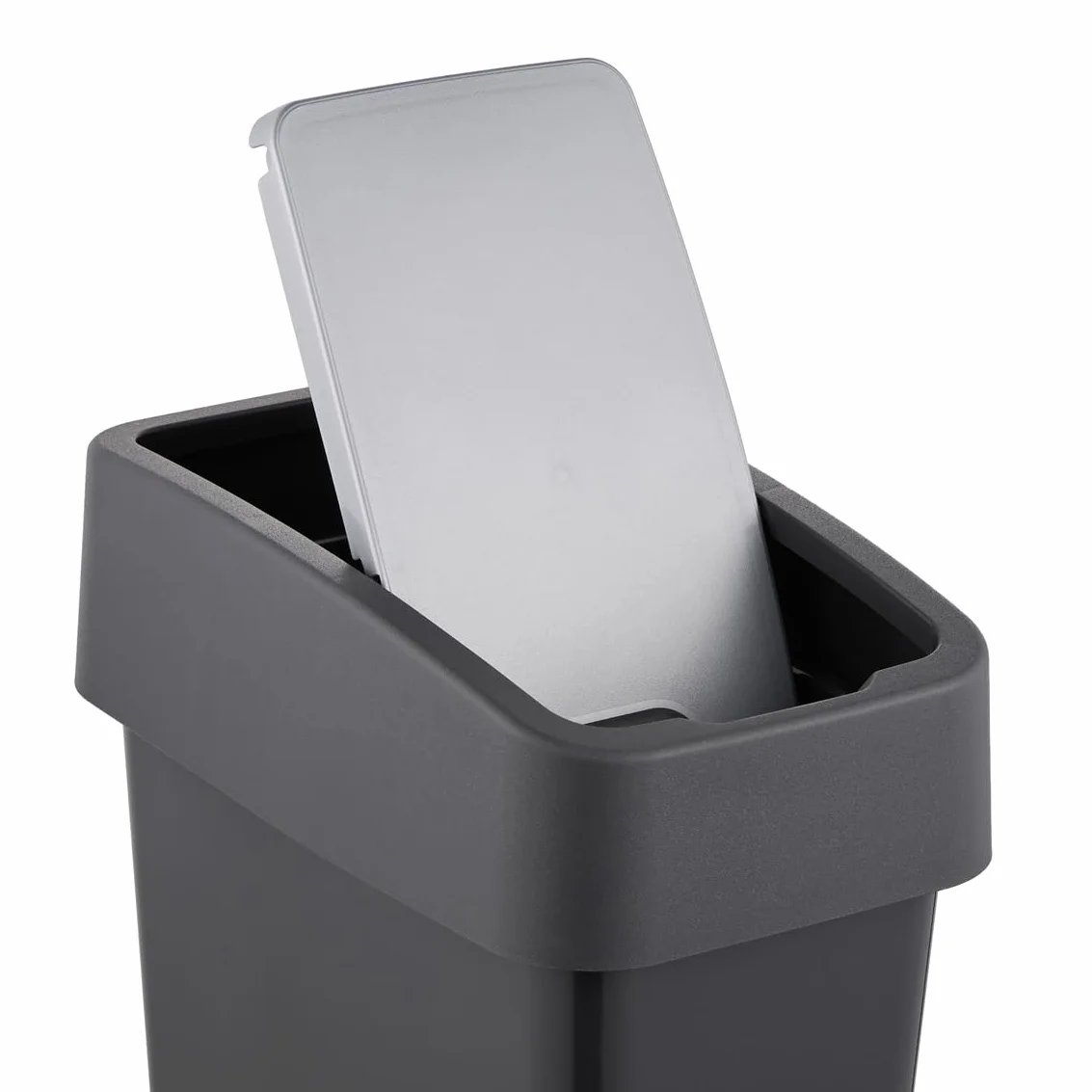 Keeeper Poubelle avec Couvercle Rabattable Soft Touch 10 L 29.5x18x36.5 cm Gris Graphite