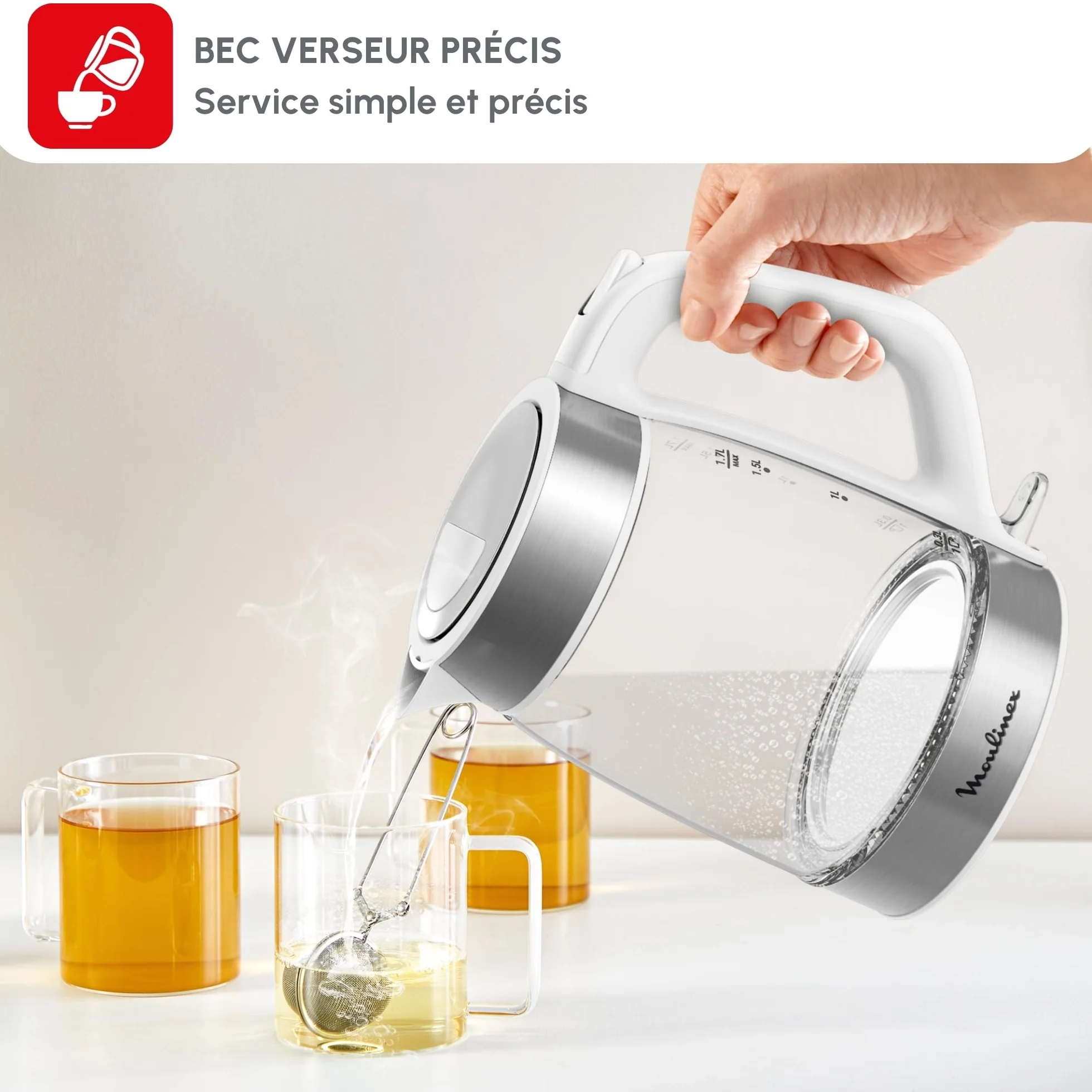 Moulinex Bouilloire Électrique 1,7 L Verre, BY6R5130