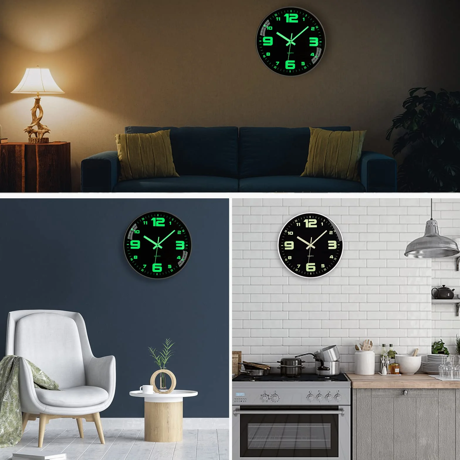ACCSHINE Horloge Murale Numérique Silencieuse 25 cm Design Moderne