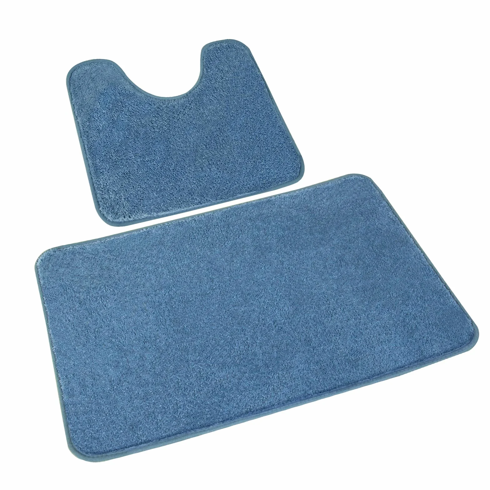Lot de 2 Tapis Salle de Bain Bleu, Microfibre Antidérapants Lavable en Machine, 50 x 80 cm + 50 x 40 cm